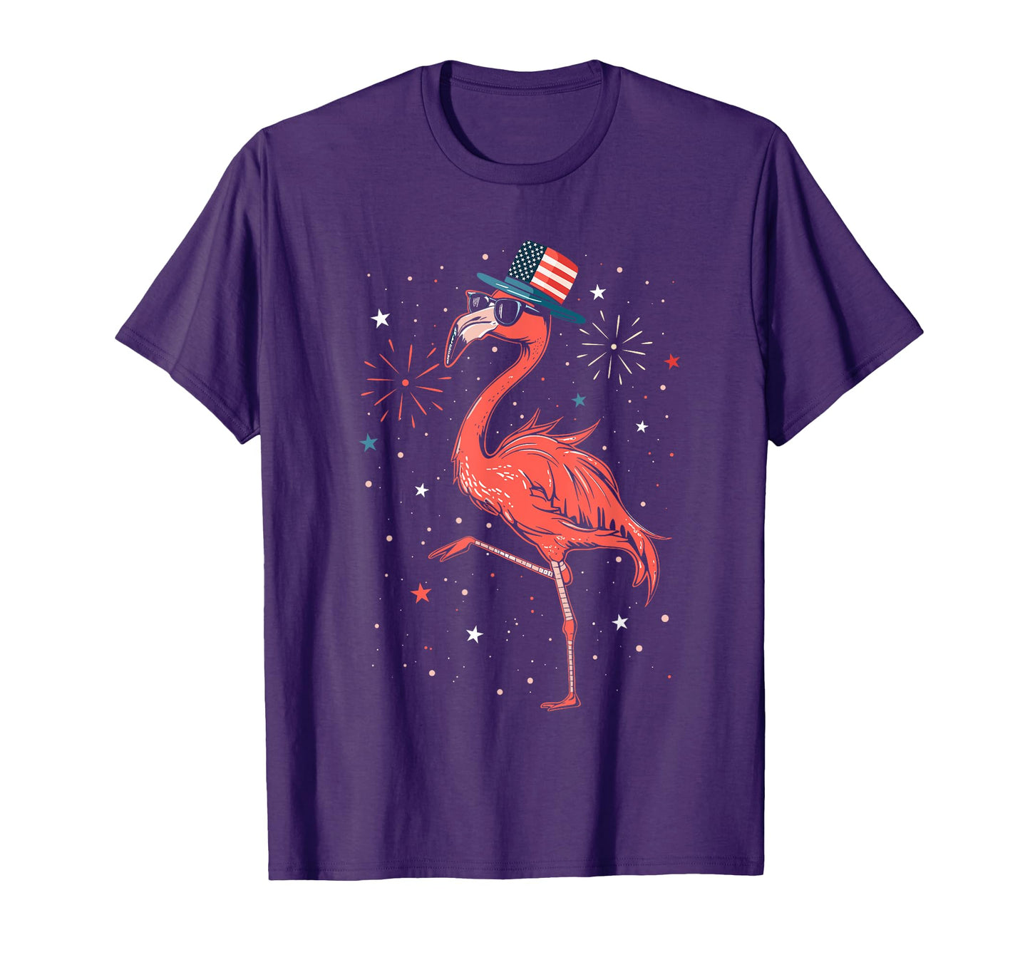 Patriotic American Flamingo Dancing USA Flag 4th Of July T-Shirt