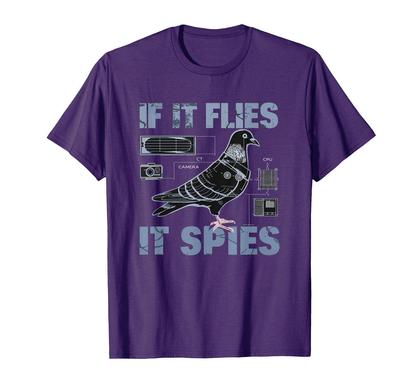 Schematic If It Flies, It Spies Urban Spy Pigeon Funny T-Shirt