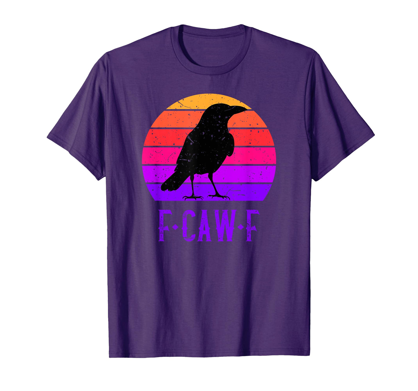 F-Caw-F Black Crow Black Bird Retro Sunset Vintage F-Caw-F T-Shirt