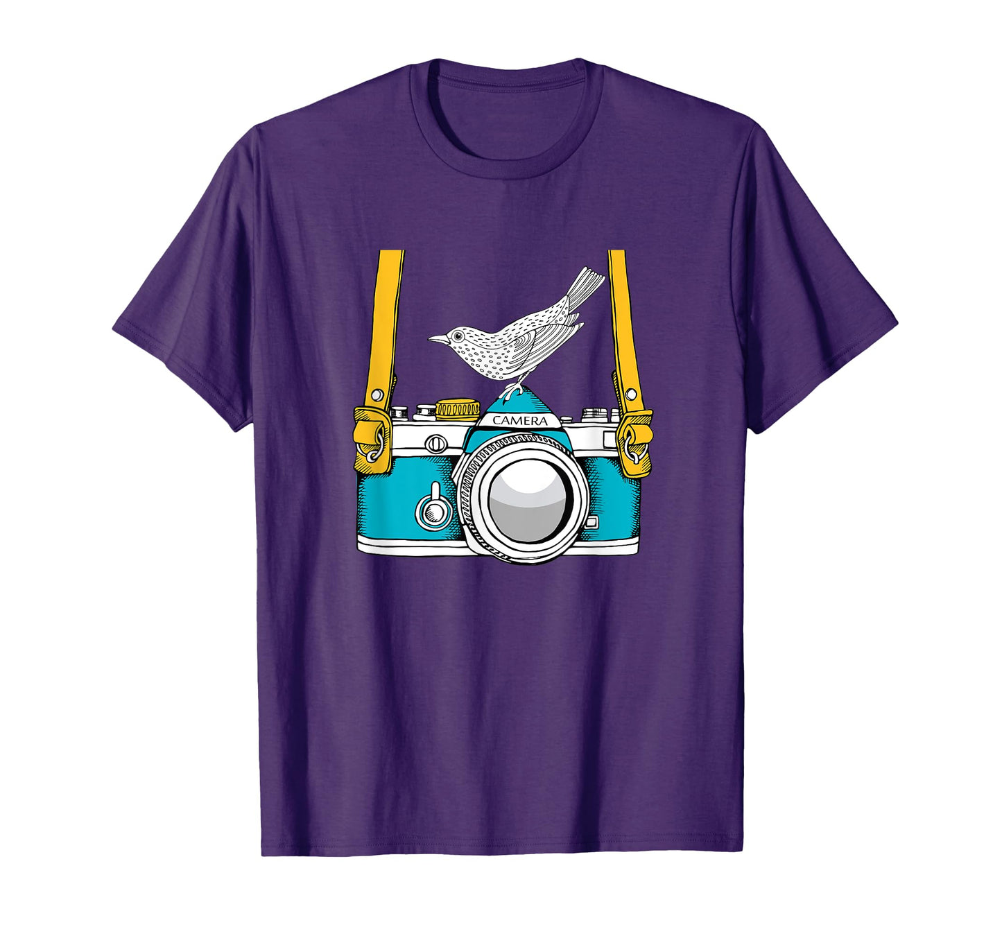 Bird on a Vintage Camera a Bird Photographer T-Shirt
