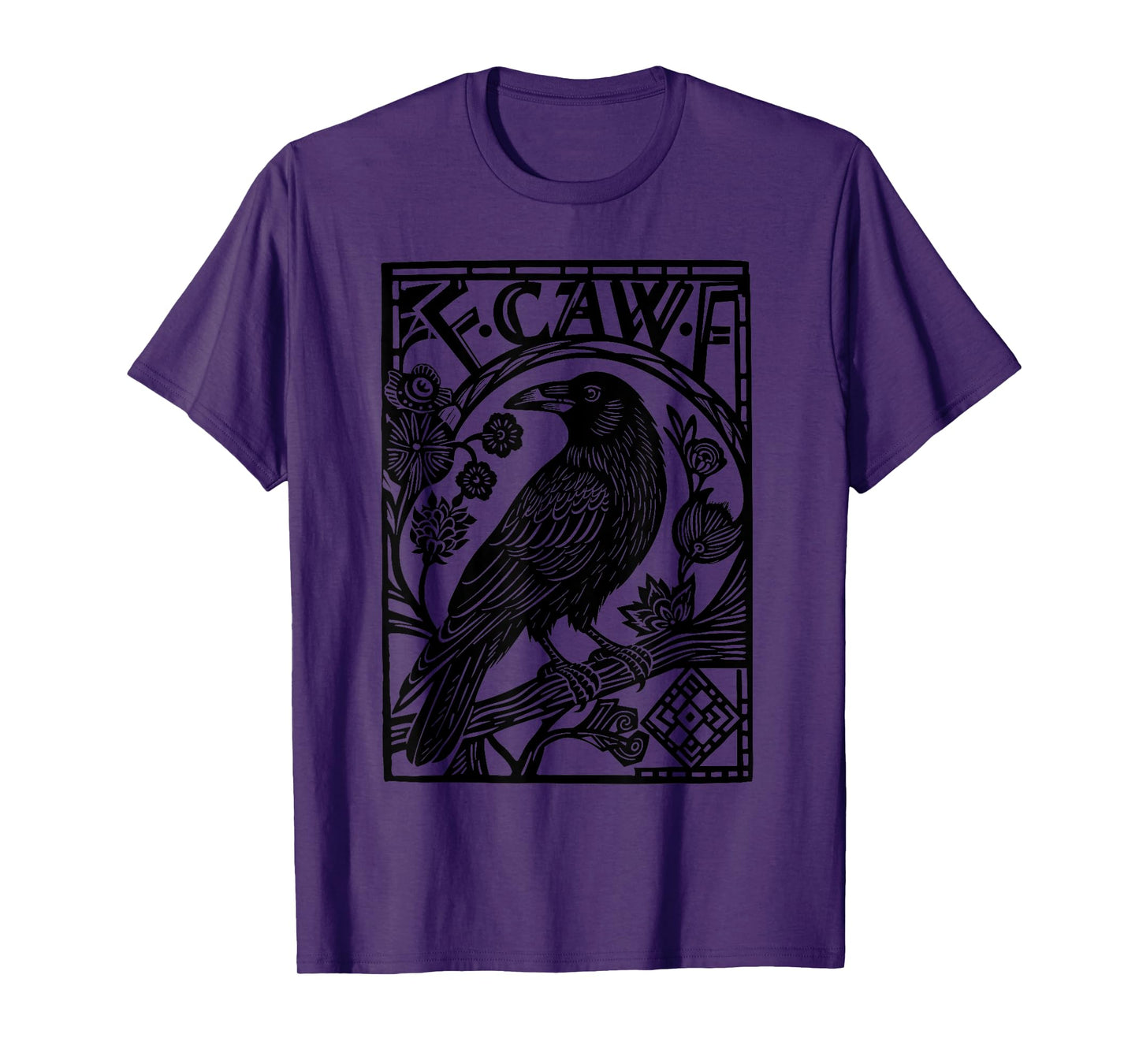 Retro F-Caw-F Black Crow Funny Black Bird Saying Meme Dark T-Shirt