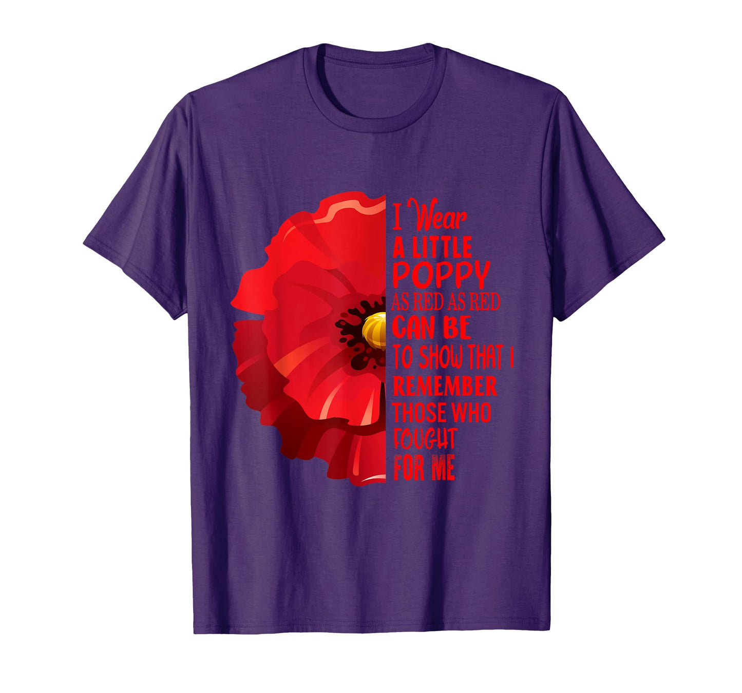 Veterans Day Lest We Forget Red Poppy Flower USA Memorial T-Shirt