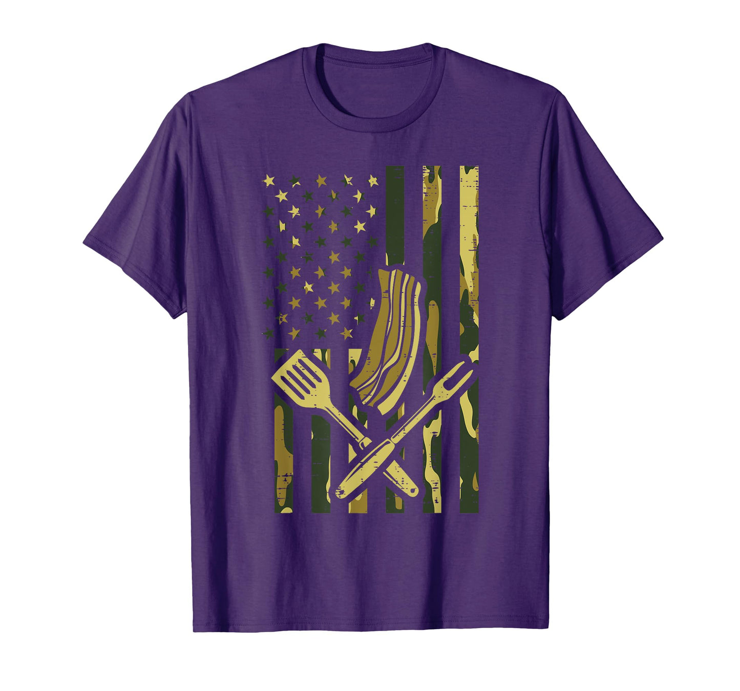 Camo US Flag Bbq Meat Grill Barbecue Patriot Men Women Kids T-Shirt
