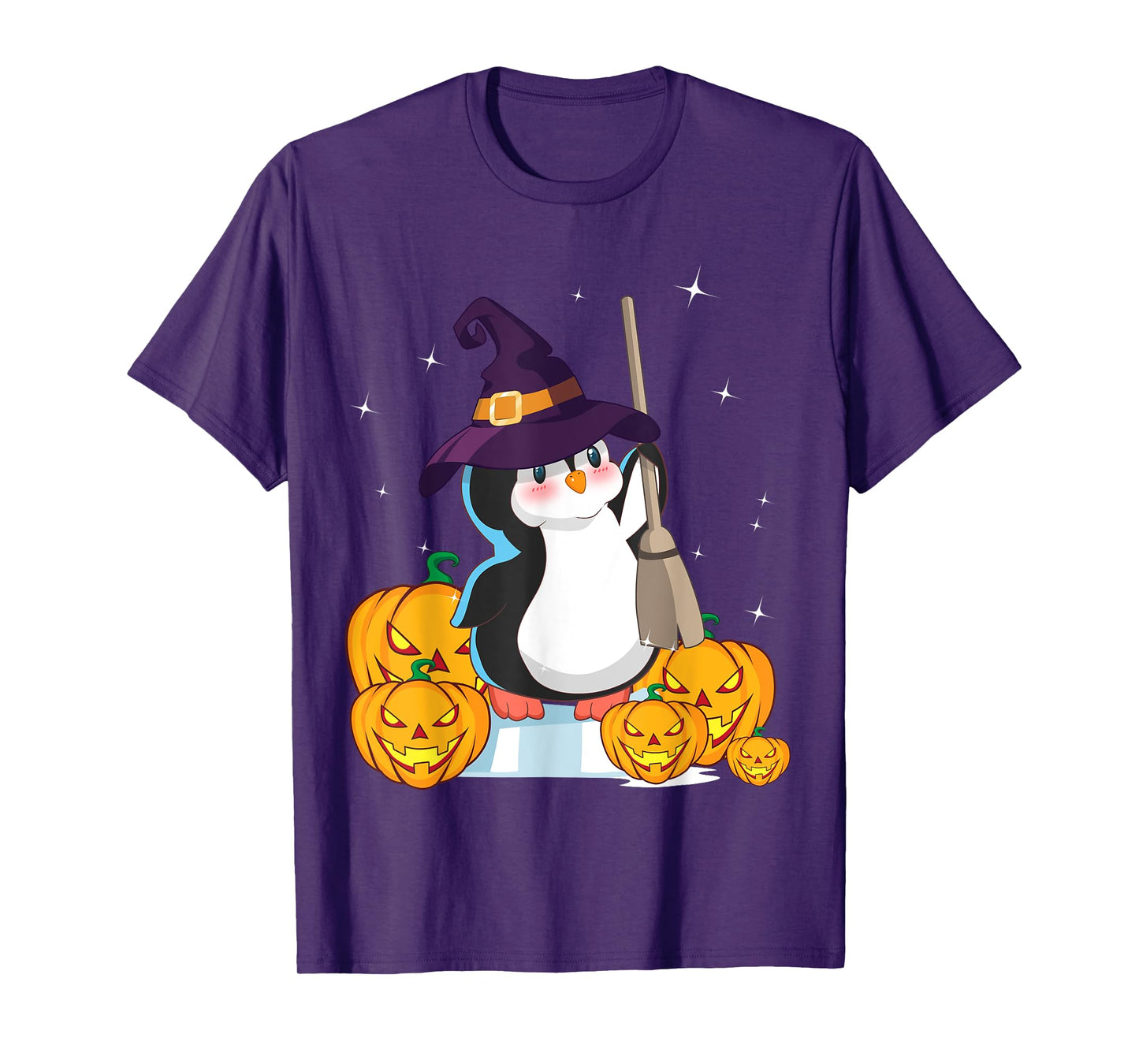Cute Penguin Witch Wizard Pumpkin Easy Halloween Costume T-Shirt