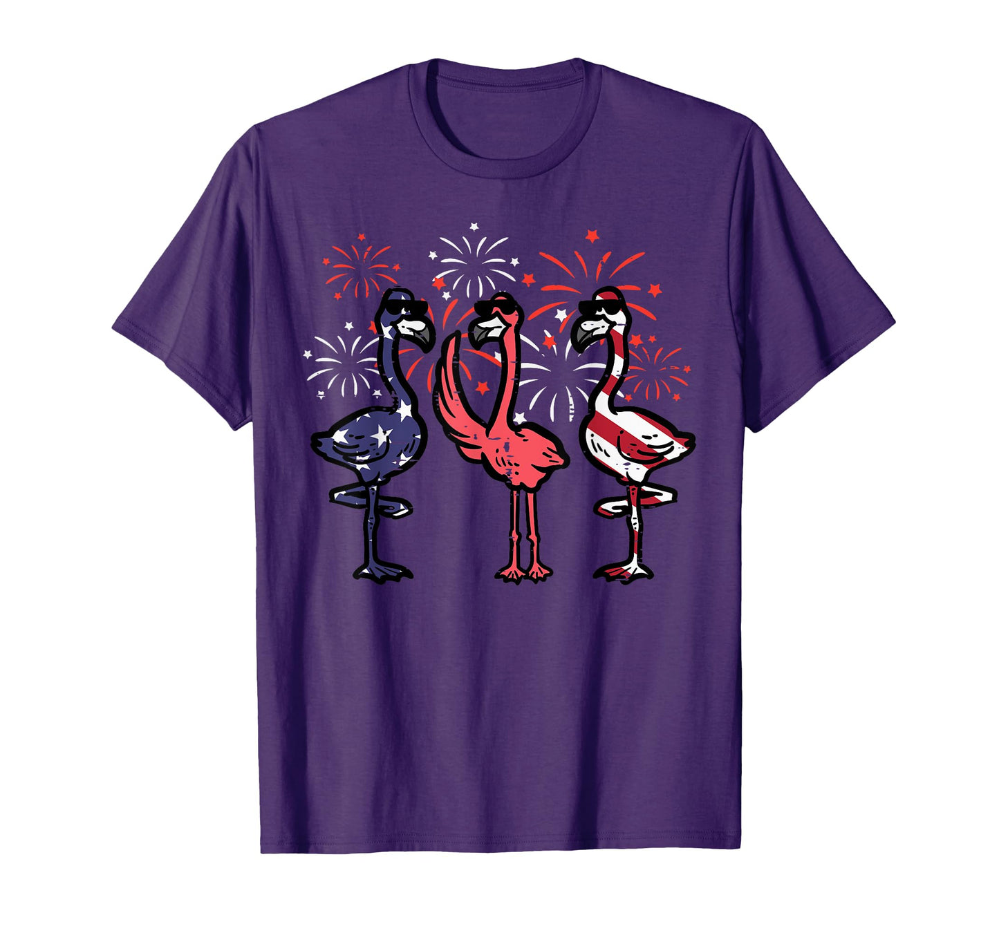 4th July American Flamingos US Flag Patriotic Men Women Kids T-Shirt