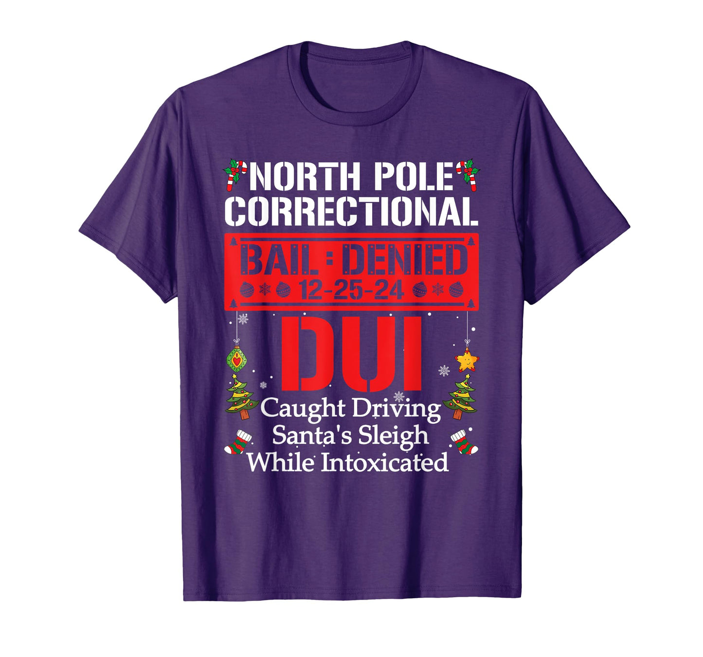 North Pole Correctional DUI Caught Driving Santa's Sleigh T-Shirt