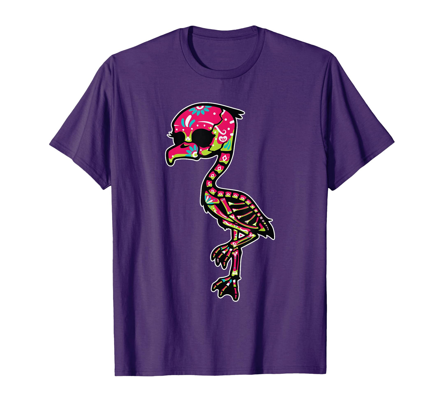 Flamingo Sugar Skull Dia De Los Muertos Mexican Day Of Dead T-Shirt