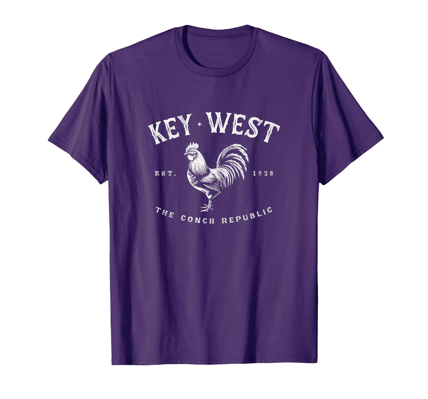 Funny Key West Rooster Chicken Sunrise Fishing Surfing Scuba T-Shirt