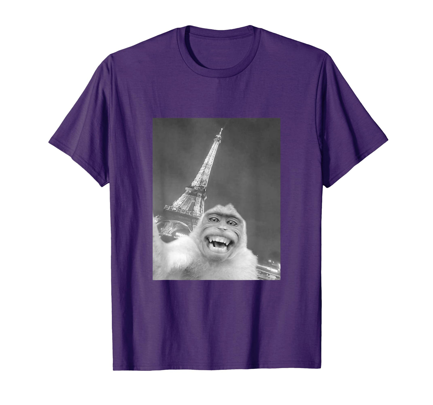 Funny Monkey Selfie Eiffel Tower In Paris Men Women Kids T-Shirt