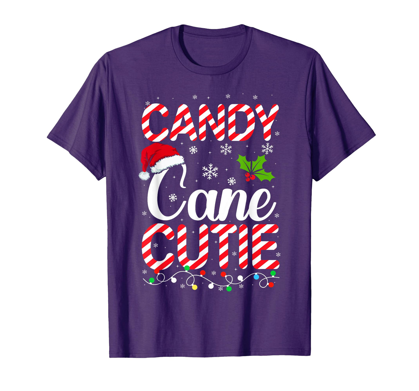 Candy Cane Cutie Cute Funny Christmas Xmas Candy Lover T-Shirt - Unisex-Adults, Kids - Black - Short Sleeve - T-Shirt - Holiday T-Shirt