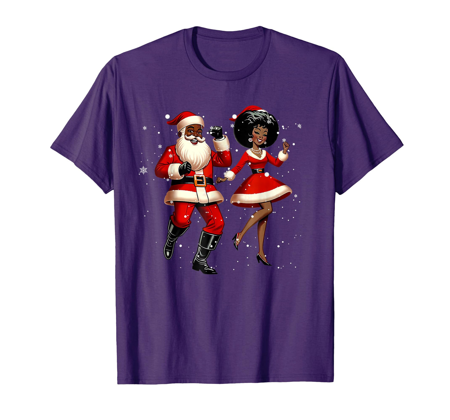African Santa Mrs Claus Dancing African American Christmas T-Shirt