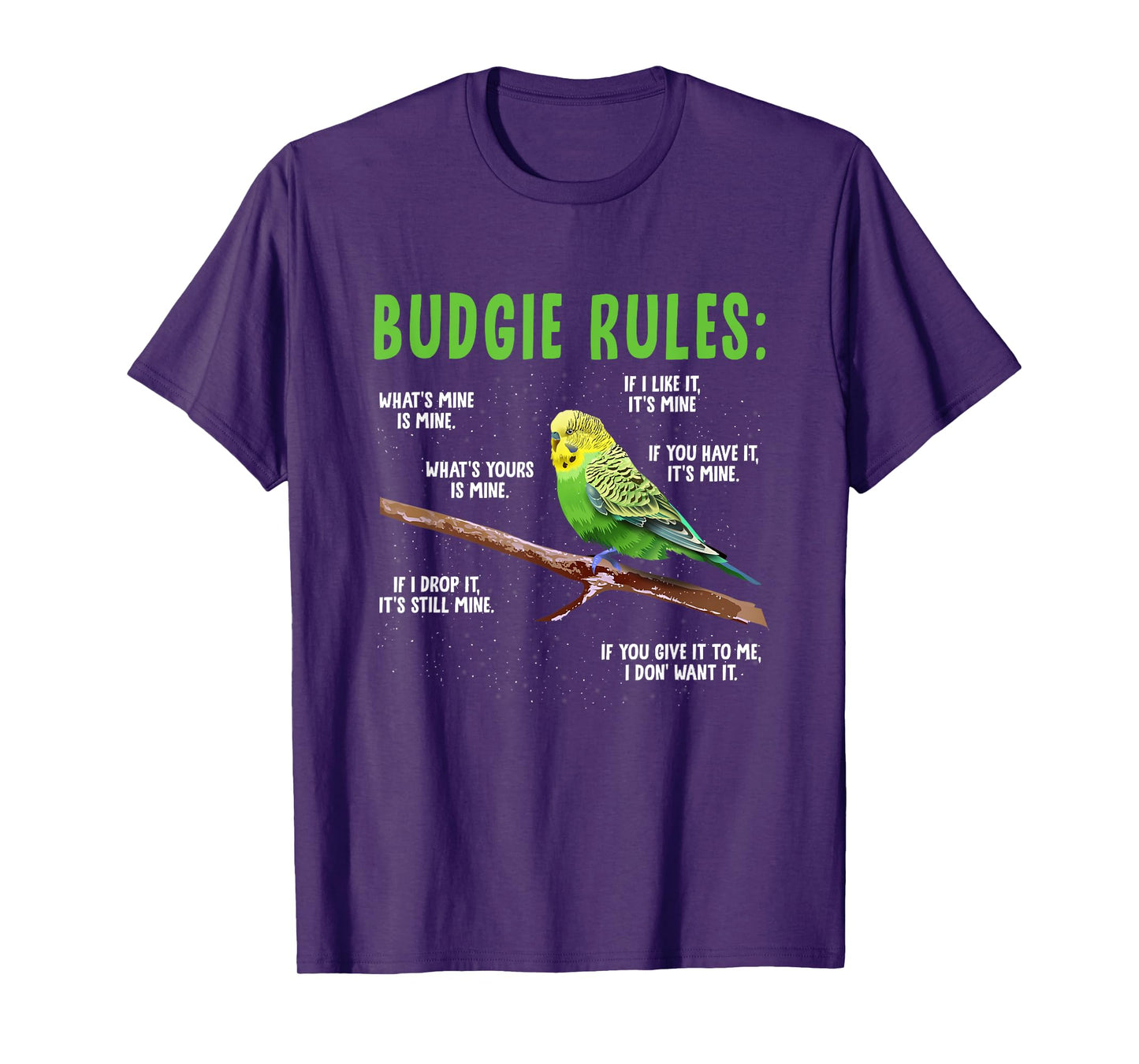 Budgie Rules Budgie Lover Parakeet Bird Budgerigar Parrots T-Shirt