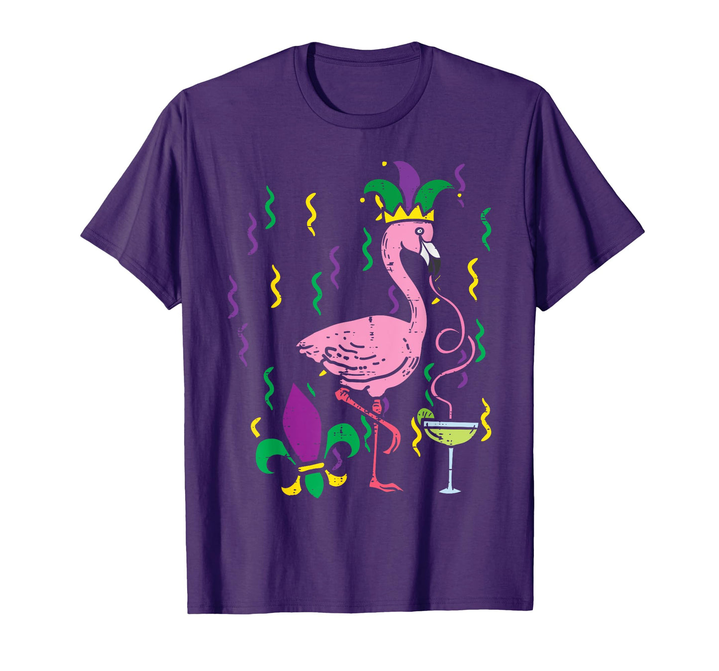 Mardi Gras Jester Flamingo Funny Carnival Bird Tee Men Women T-Shirt