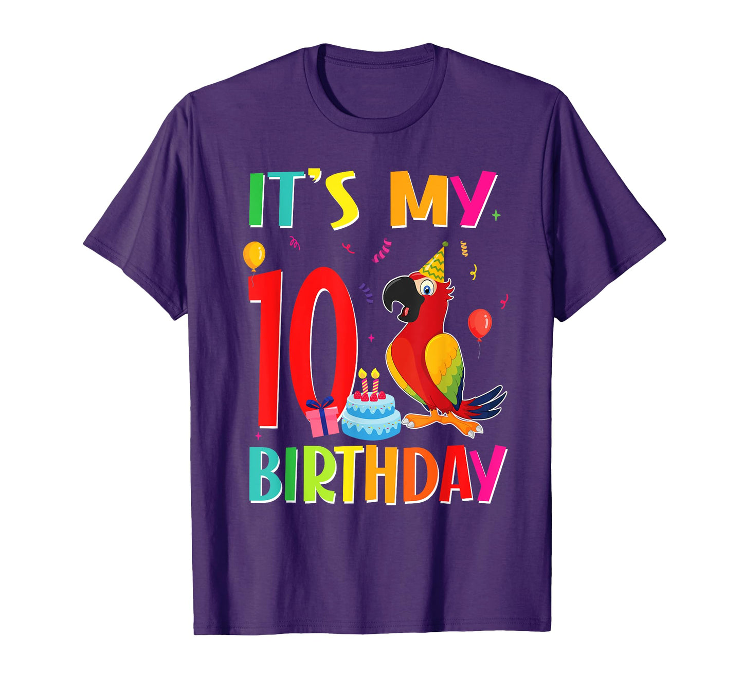 Its My 10th Birthday Parrot Bird Lover 10 Years Old T-Shirt