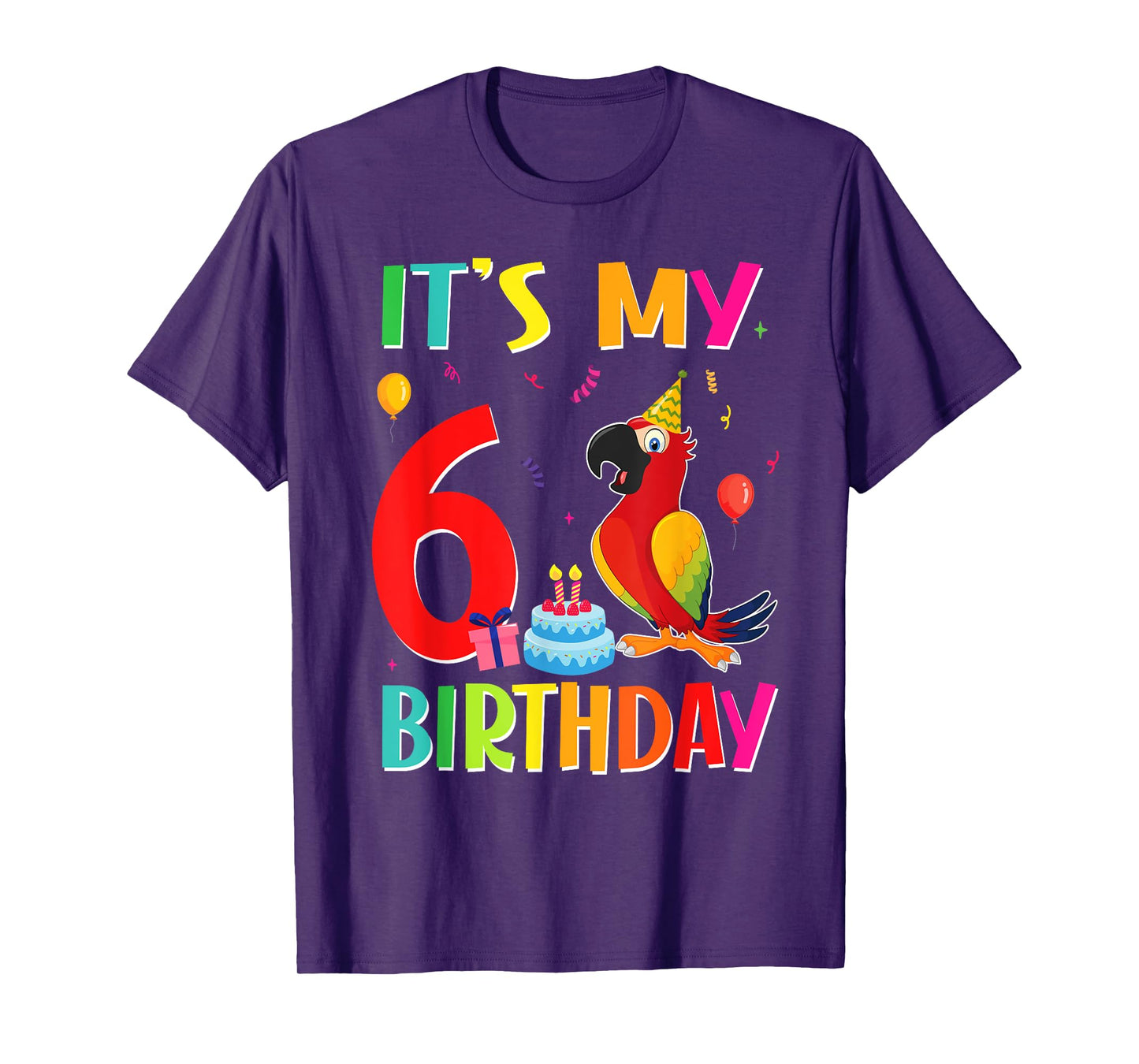 Its My 6th Birthday Parrot Bird Lover 6 Years Old T-Shirt