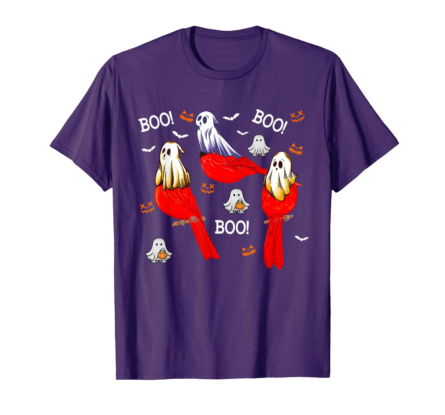 Three Halloween Cardinal Birds As Boo Ghost Costume Kids T-Shirt
