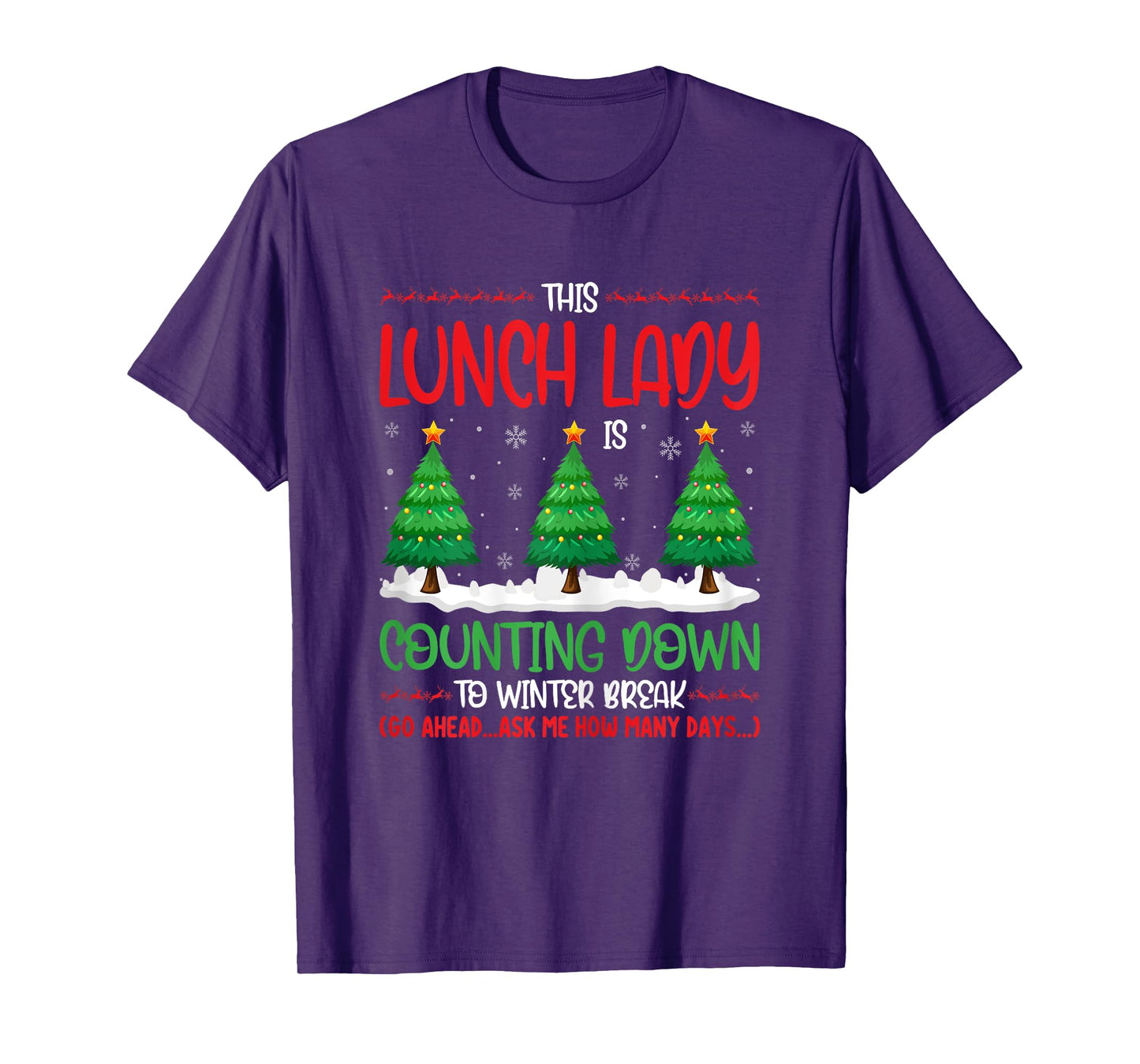 This Lunch Lady Is Counting Down To Winter Break Christmas T-Shirt