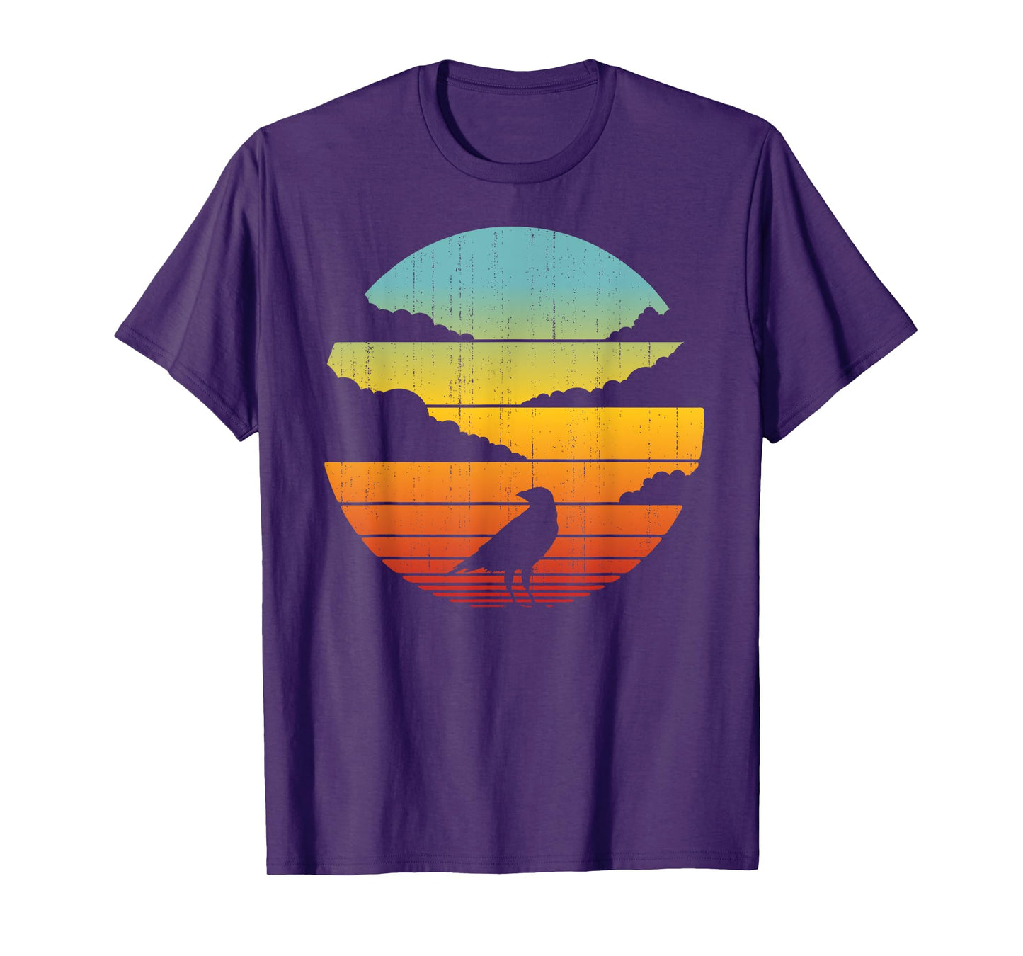 Crow Retro Vintage 60s 70s Sunset Bird Lovers Men Women T-Shirt