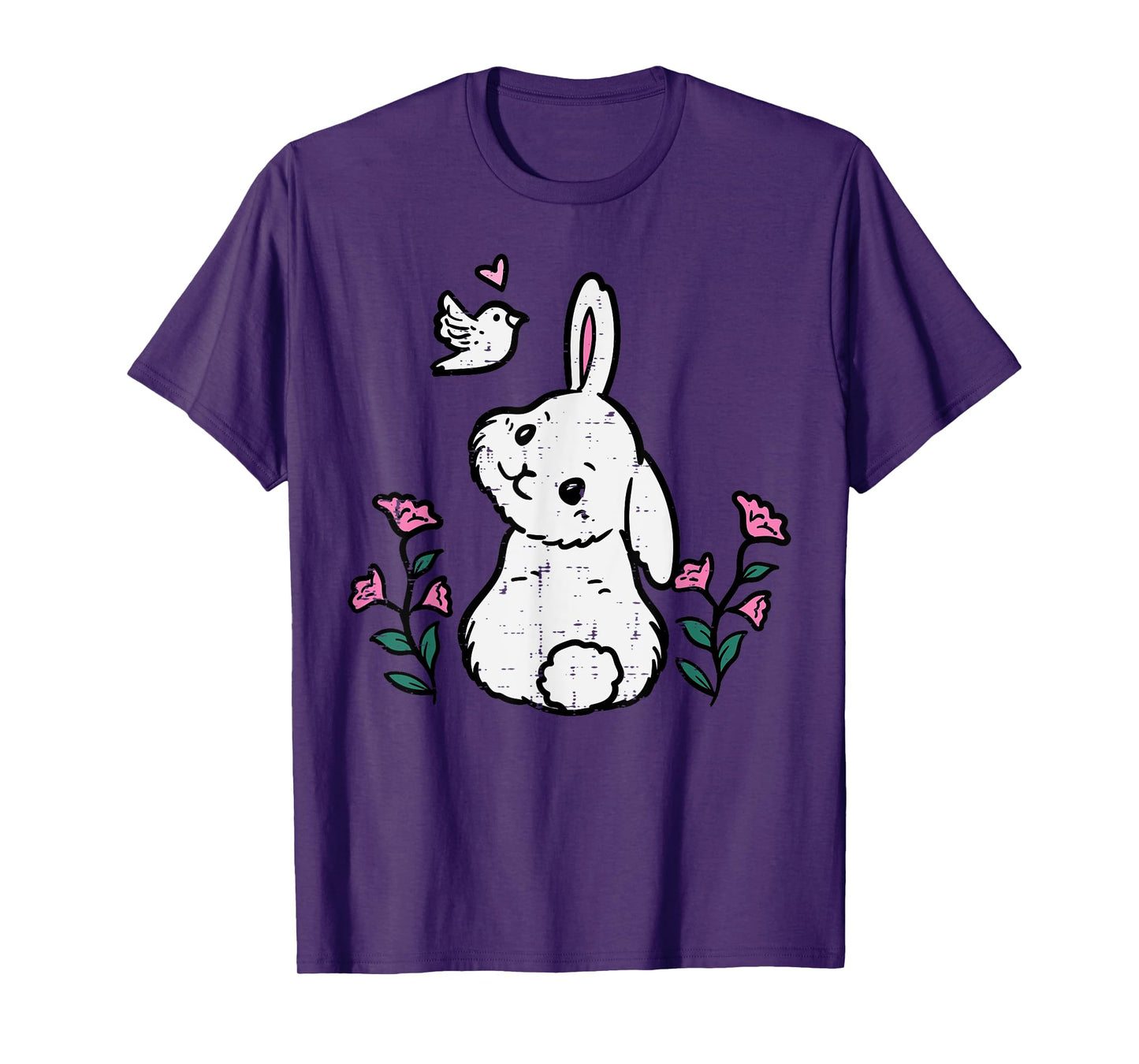 Bunny Bird Flowers Easter Spring Rabbit Women Girls Kids T-Shirt