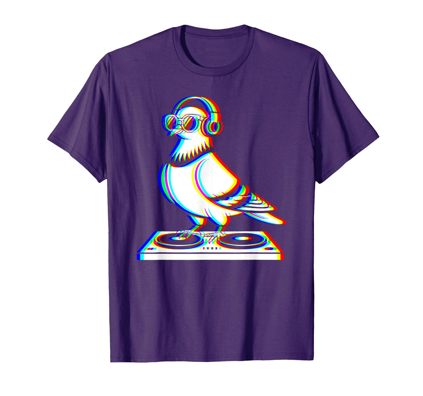 Funny Pigeon DJ Glitch Rave EDM Music Party T-Shirt