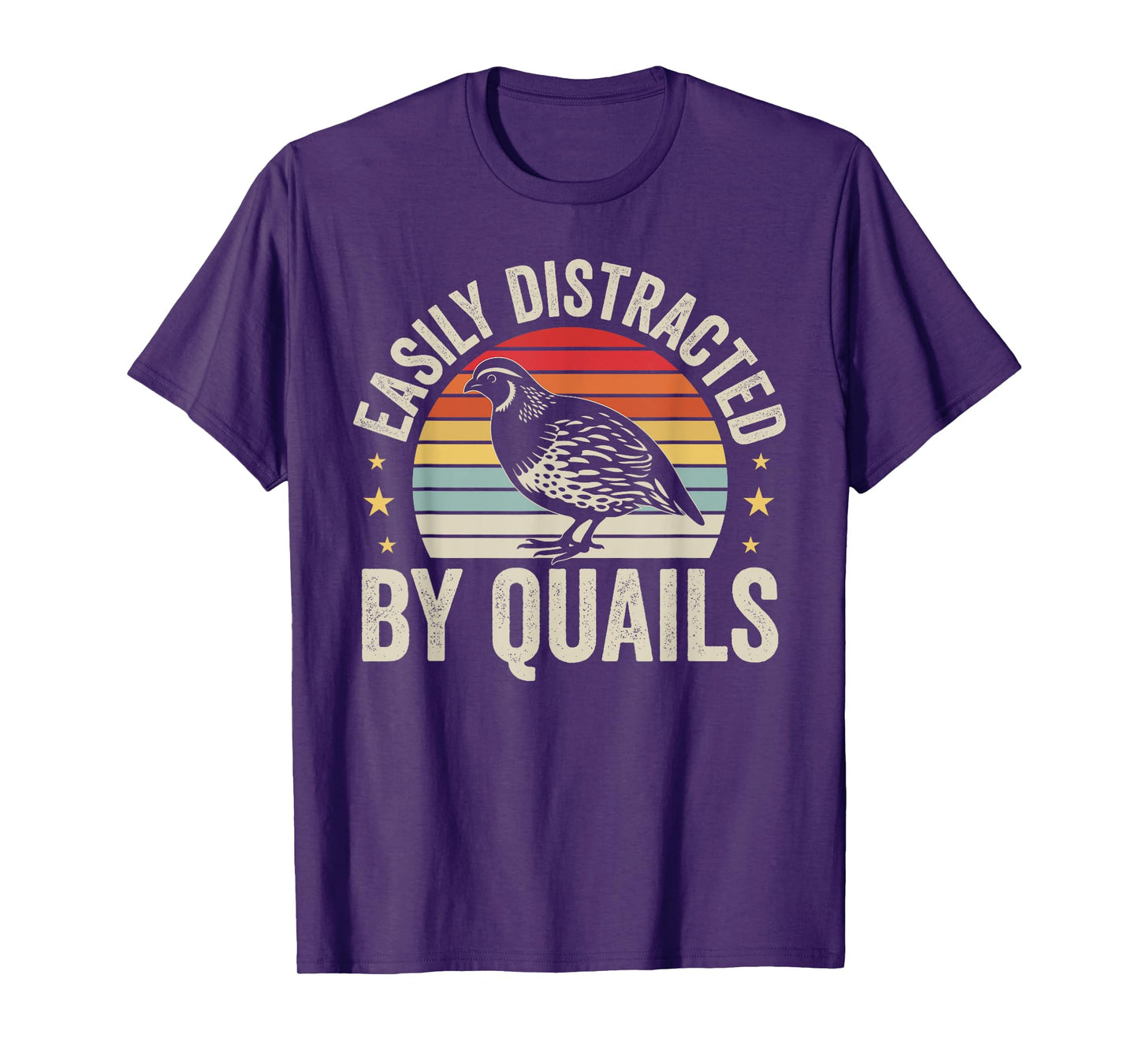 Easily Distracted By Quails Funny Vintage Bird Lover T-Shirt