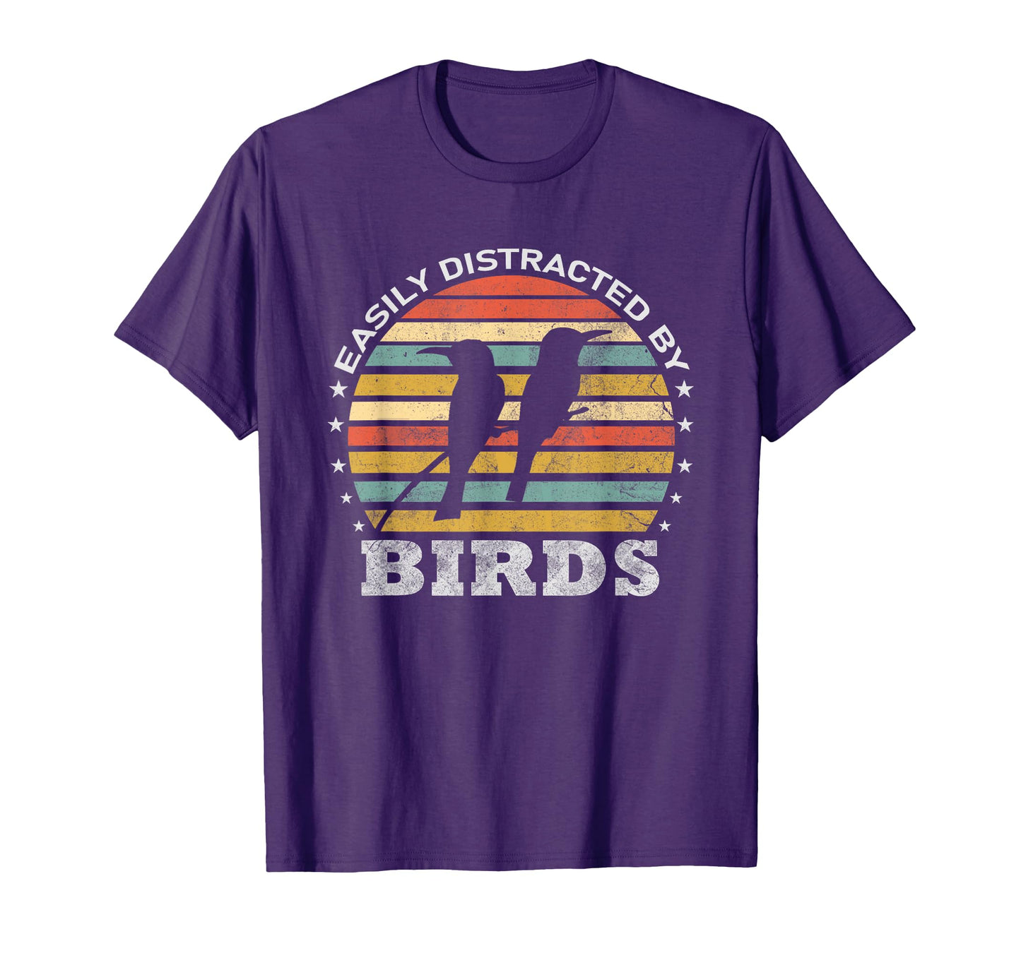 Easily Distracted By Birds Retro Vintage Funny Bird Lover T-Shirt