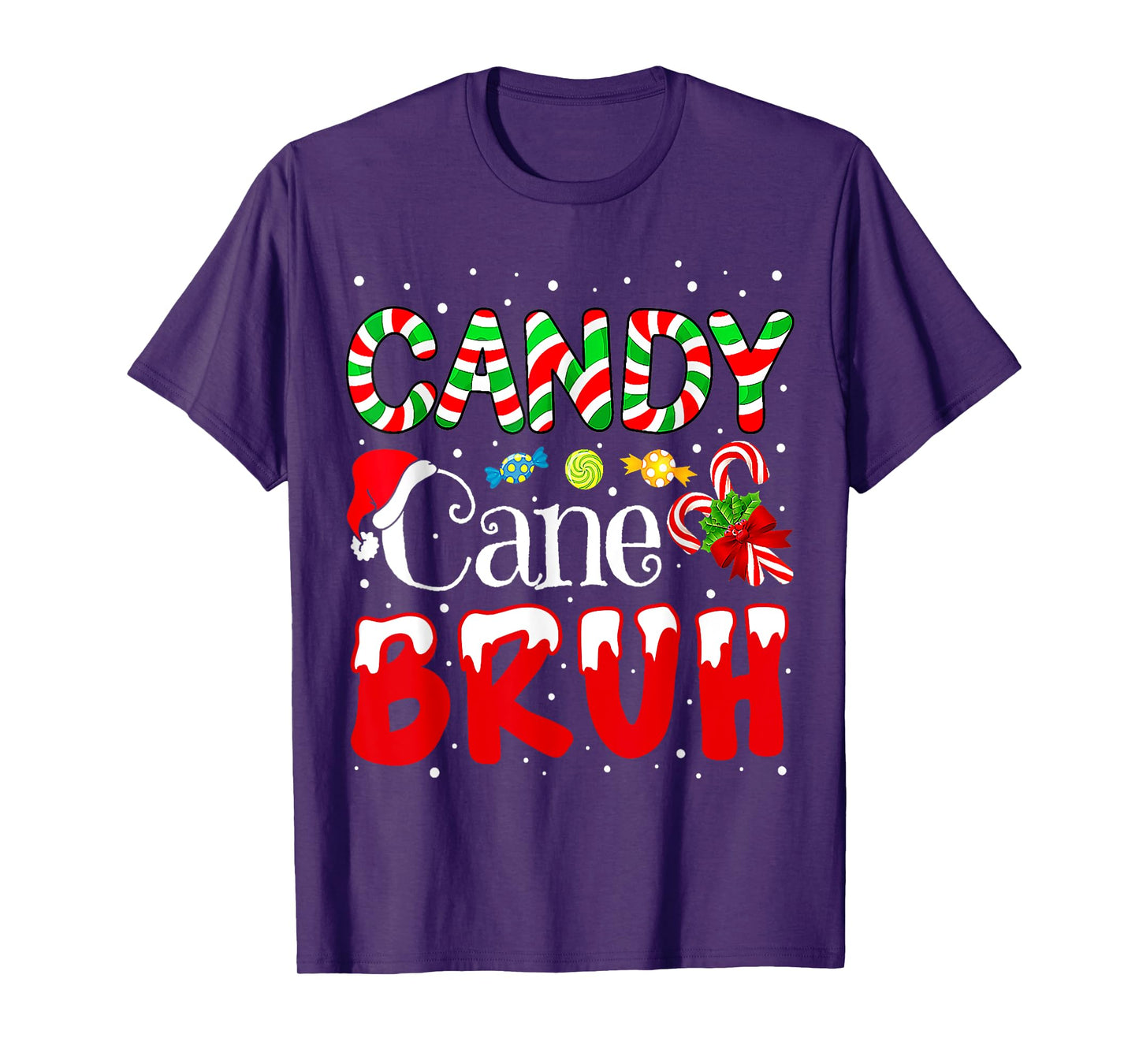 Candy Cane Bruh Christmas Love Candy Boys Girls Kids Xmas T-Shirt