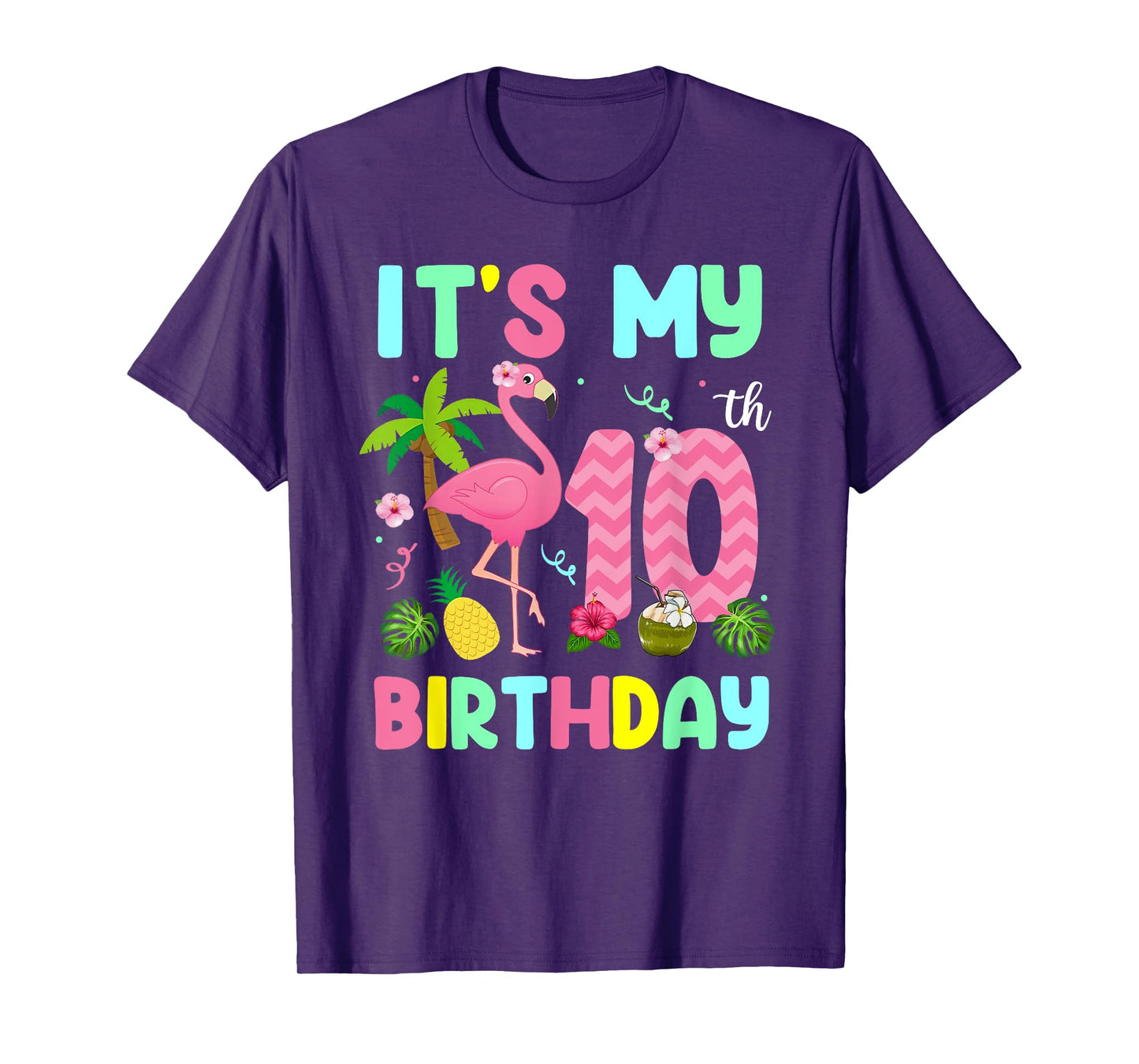 It's My 10th Birthday Flamingo Shirt Hawaii 10 Yrs Old Girl T-Shirt