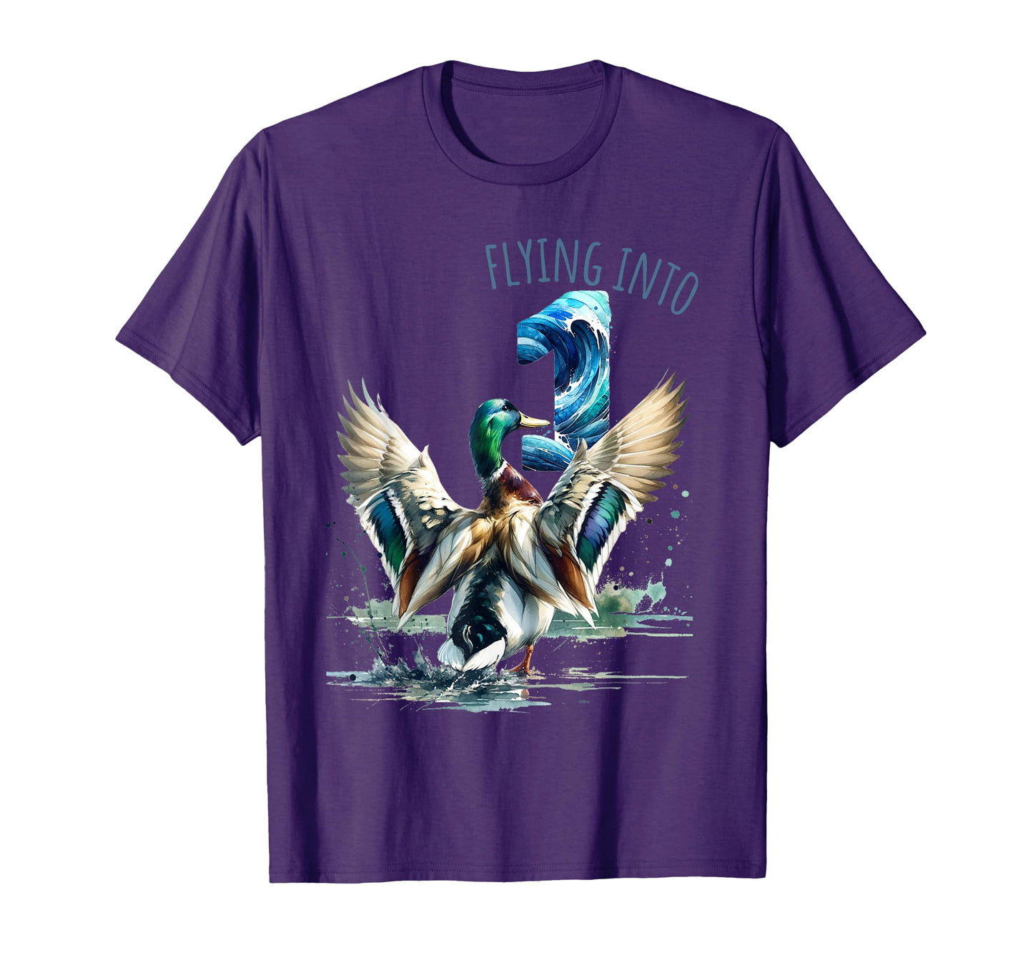 Flying into 1 Duck Hunting 1st Birthday Party 1 Year Old T-Shirt