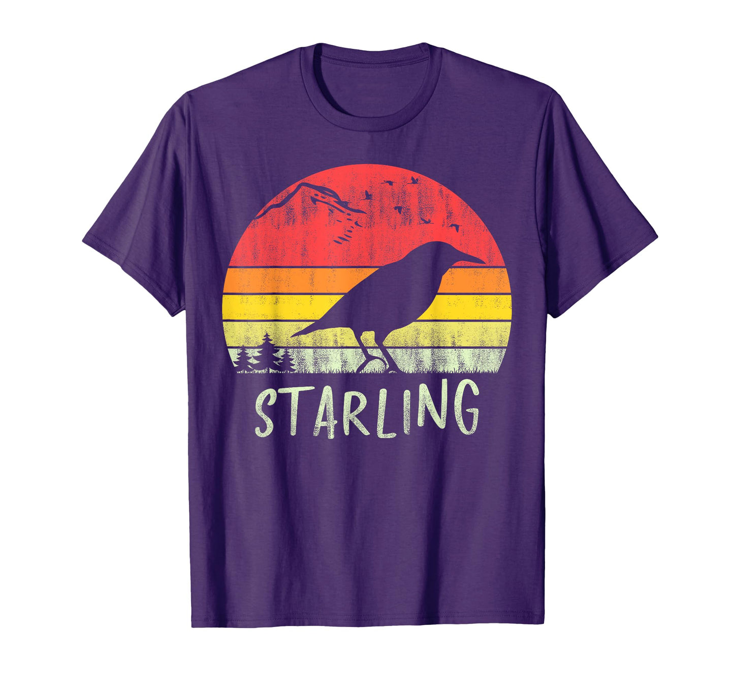 Retro Vintage Starling T-Shirt Silhouette Bird 70s 80s T-Shirt