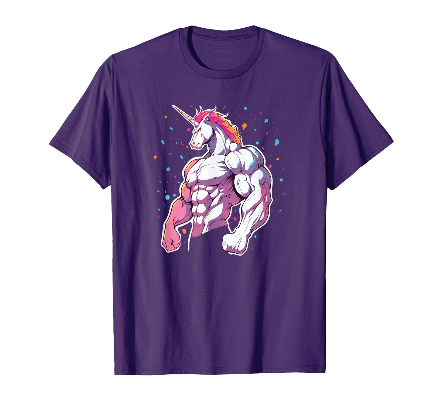 Buff Big Muscle Unicorn Illustration - Funny Strong Gym T-Shirt