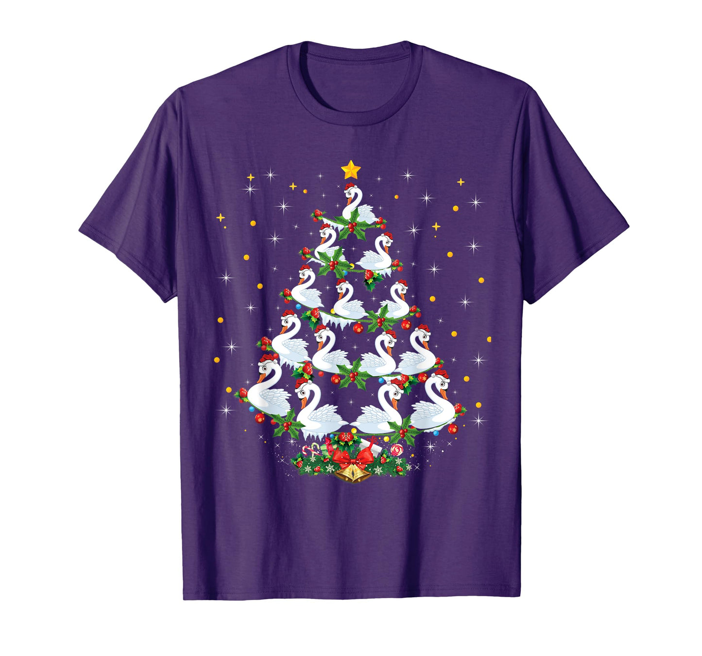 Funny Swans Bird Lover Xmas Gift Swans Christmas Tree T-Shirt