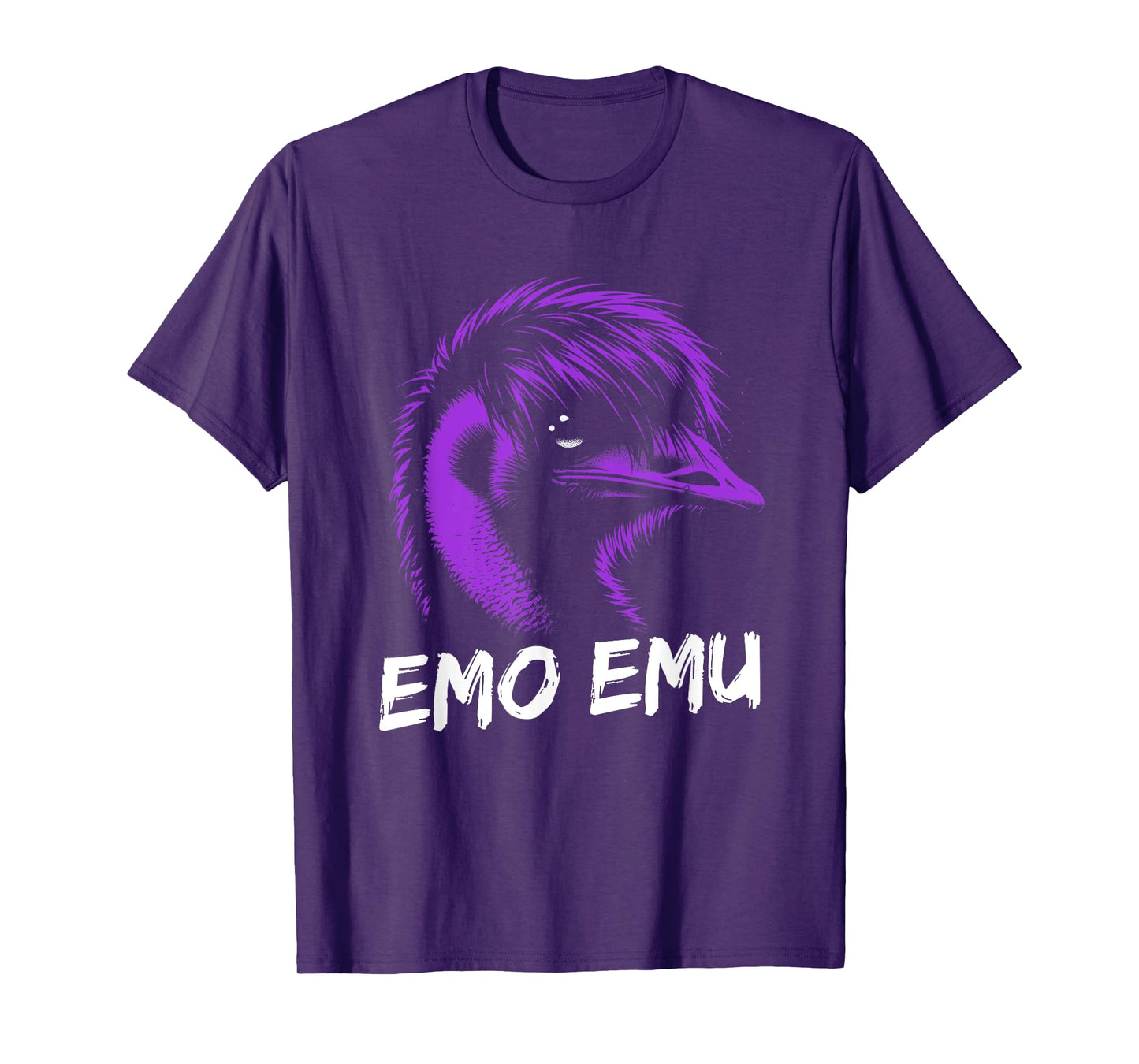 Funny Emo Emu - Vintage Emu Running Bird T-Shirt - Unisex-Adults/Kids - Black - Small - Short Sleeve - Cotton Blend - Crew Neck - Retro - Bird-Print