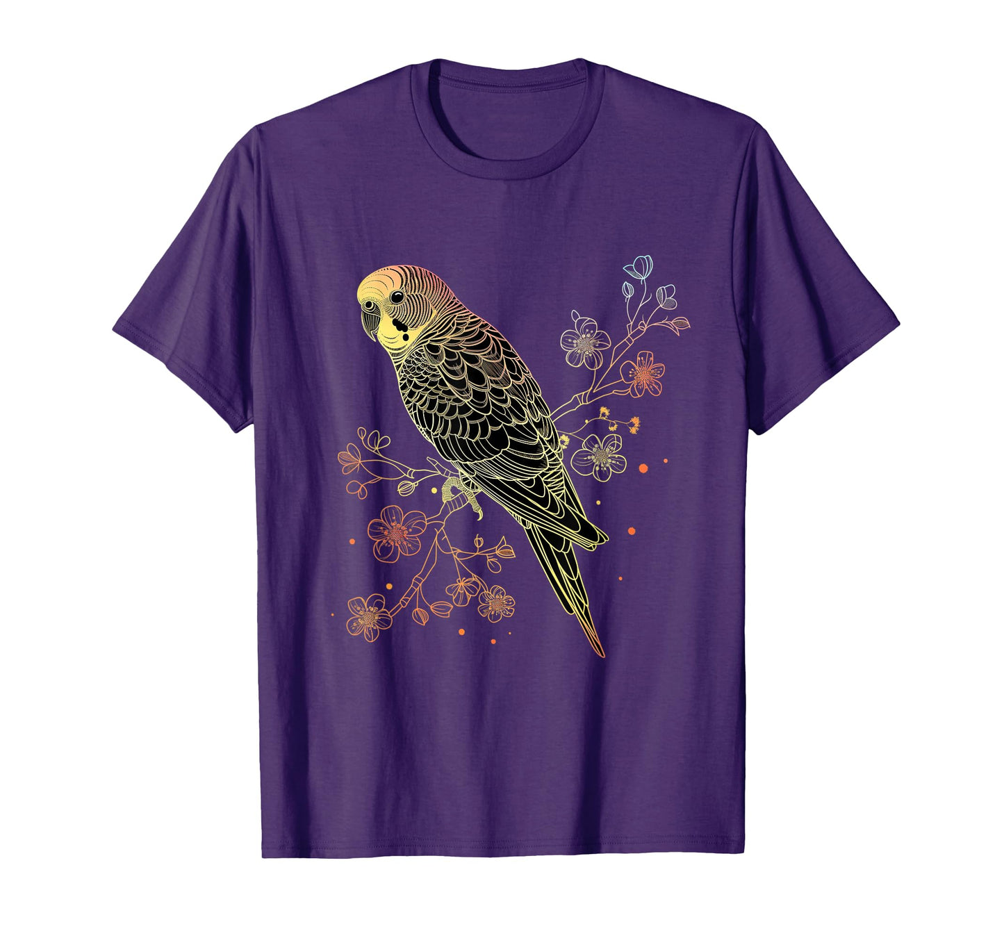 Budgie Parakeet Bird Mom Budgerigar Parrot Vintage Flower T-Shirt