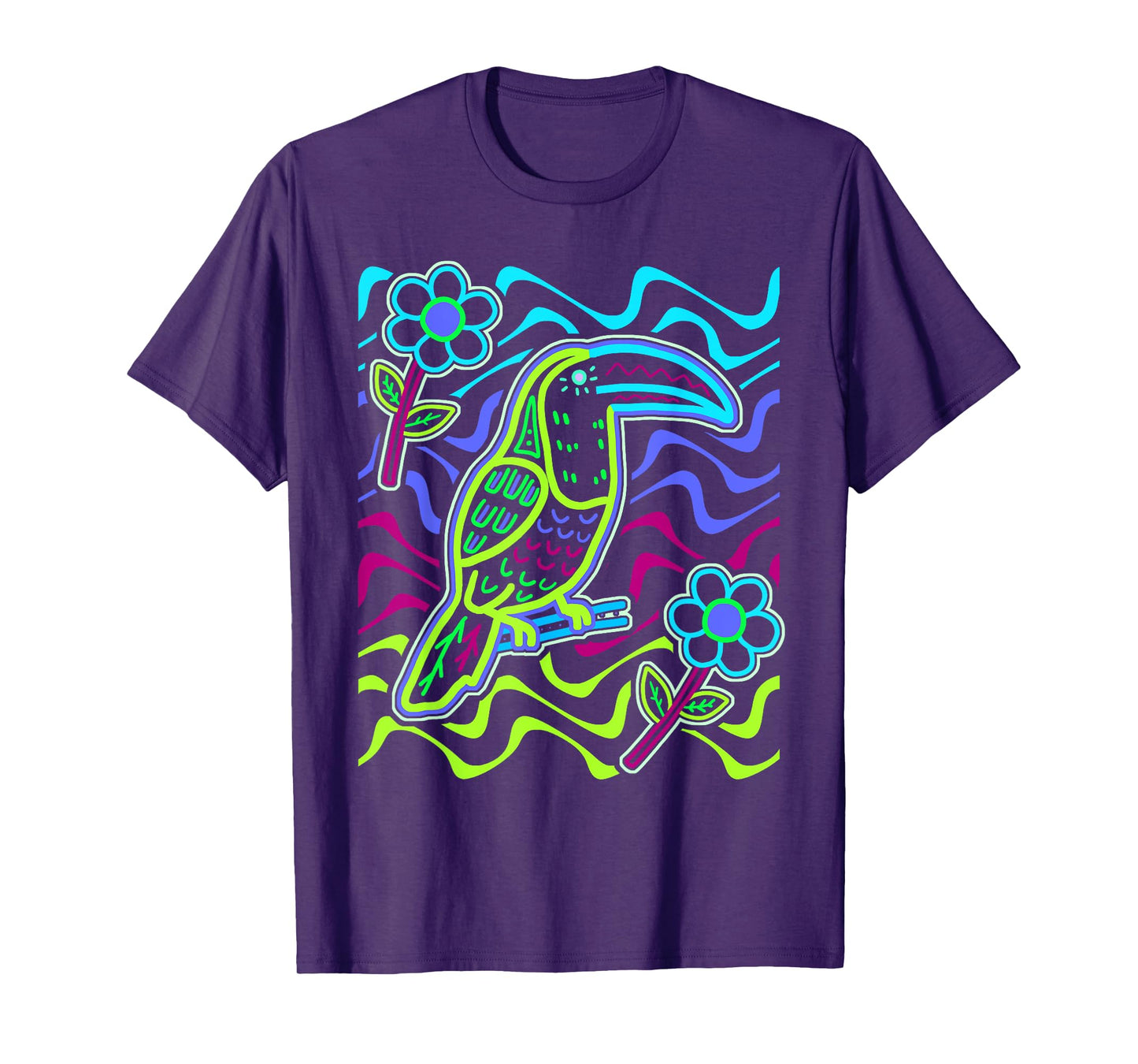 Toucan Bird Aracari Toucanet Mola Art by Panama Kuna Tribe T-Shirt
