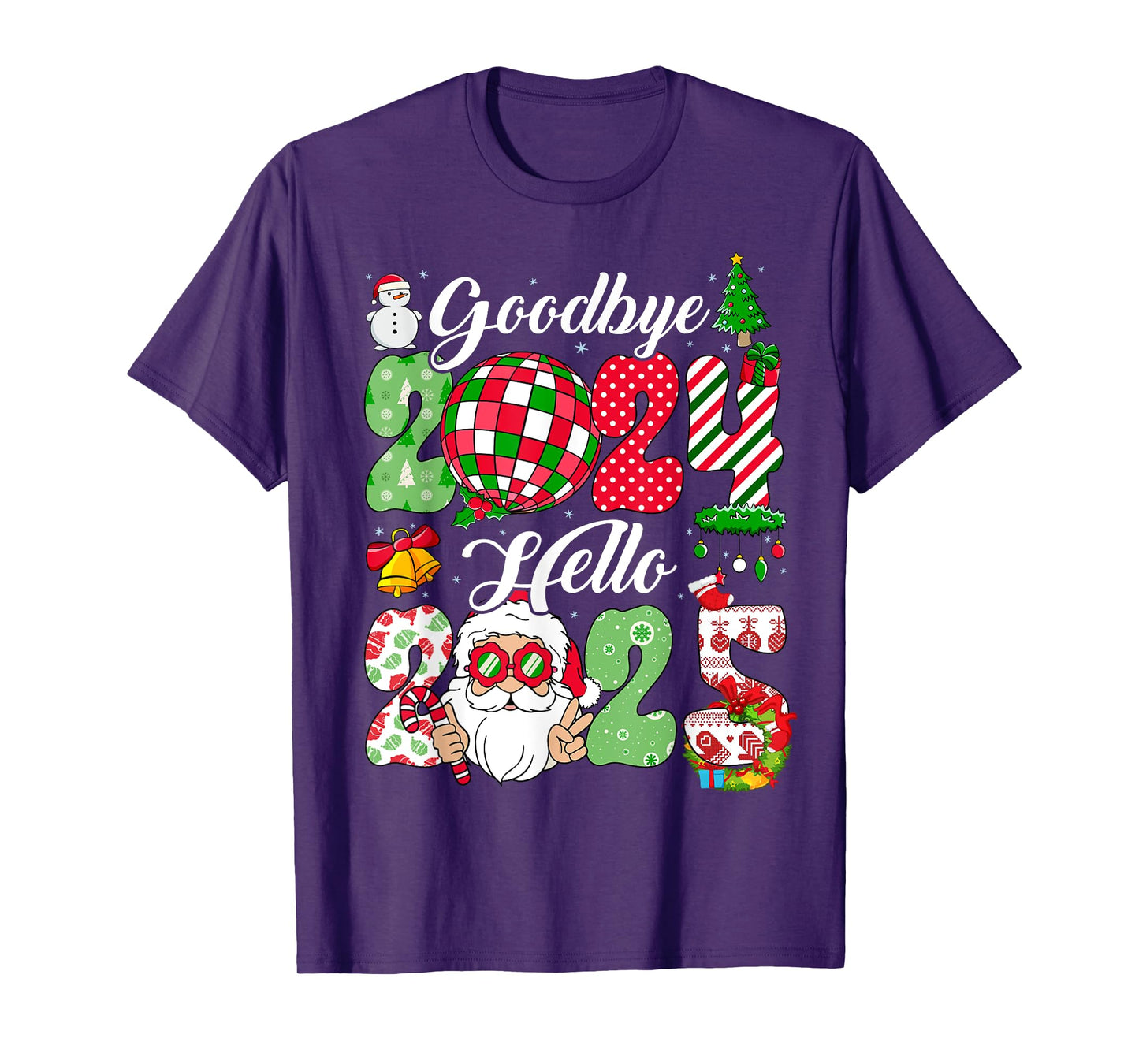 Goodbye 2024 Hello 2025 Happy New Year's Eve Christmas Xmas T-Shirt