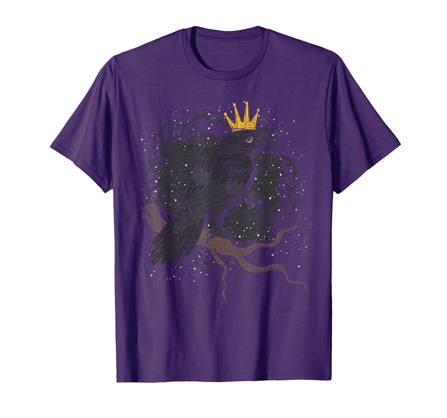 Crown Raven Creepy Night Forest Animal Gothic Bird Crow T-Shirt