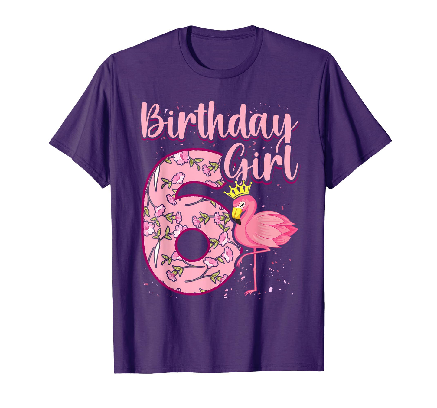 6th Birthday Girls Flamingo 6 Years Old Tropical Flamingo T-Shirt