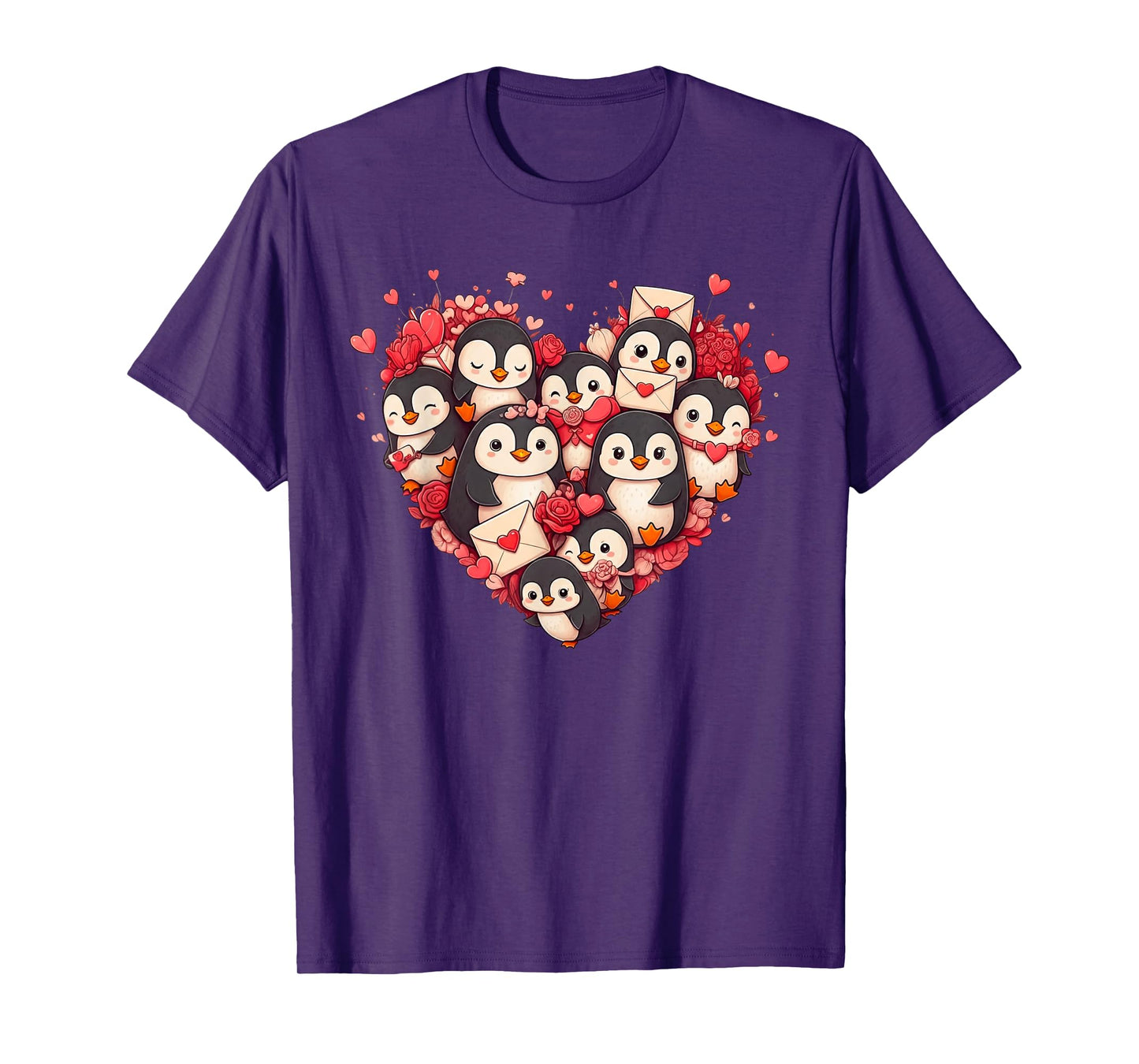 Funny Penguin Heart Valentine Penguin Womens Mens Kids T-Shirt