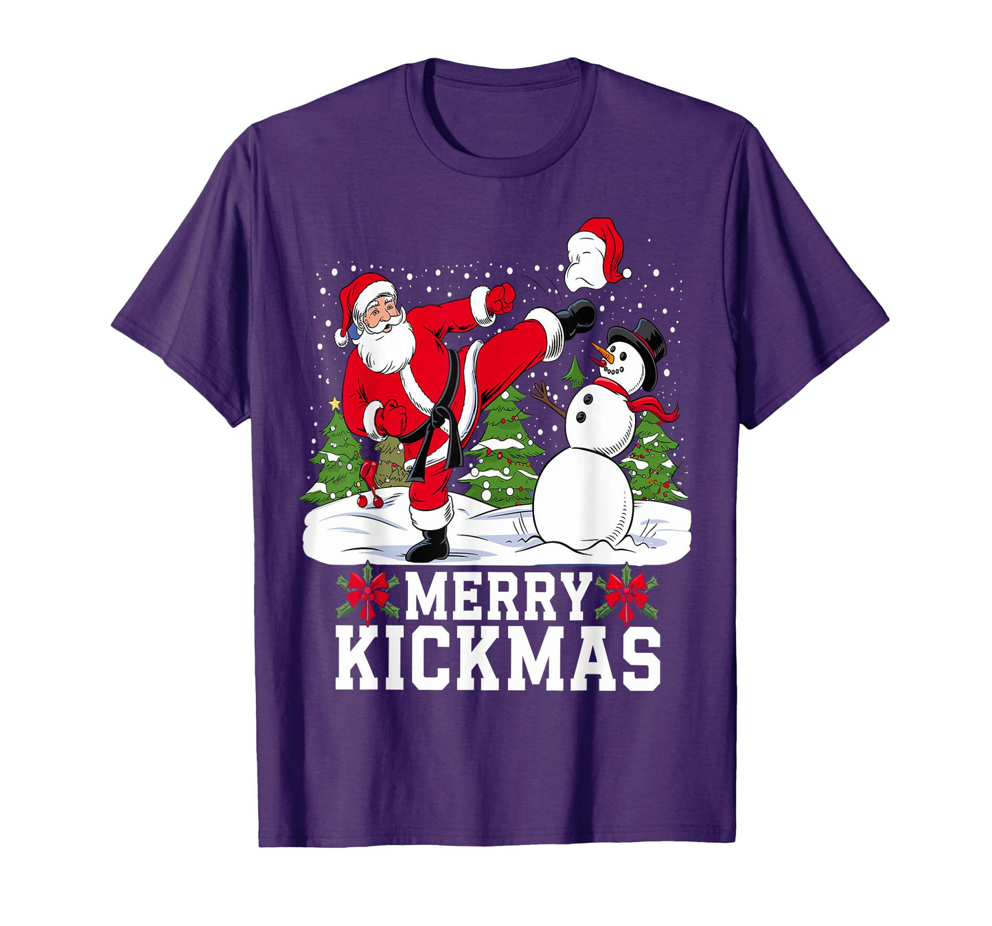 Merry Kickmas Ugly Christmas Karate Jiu Jitsu Martial T-Shirt