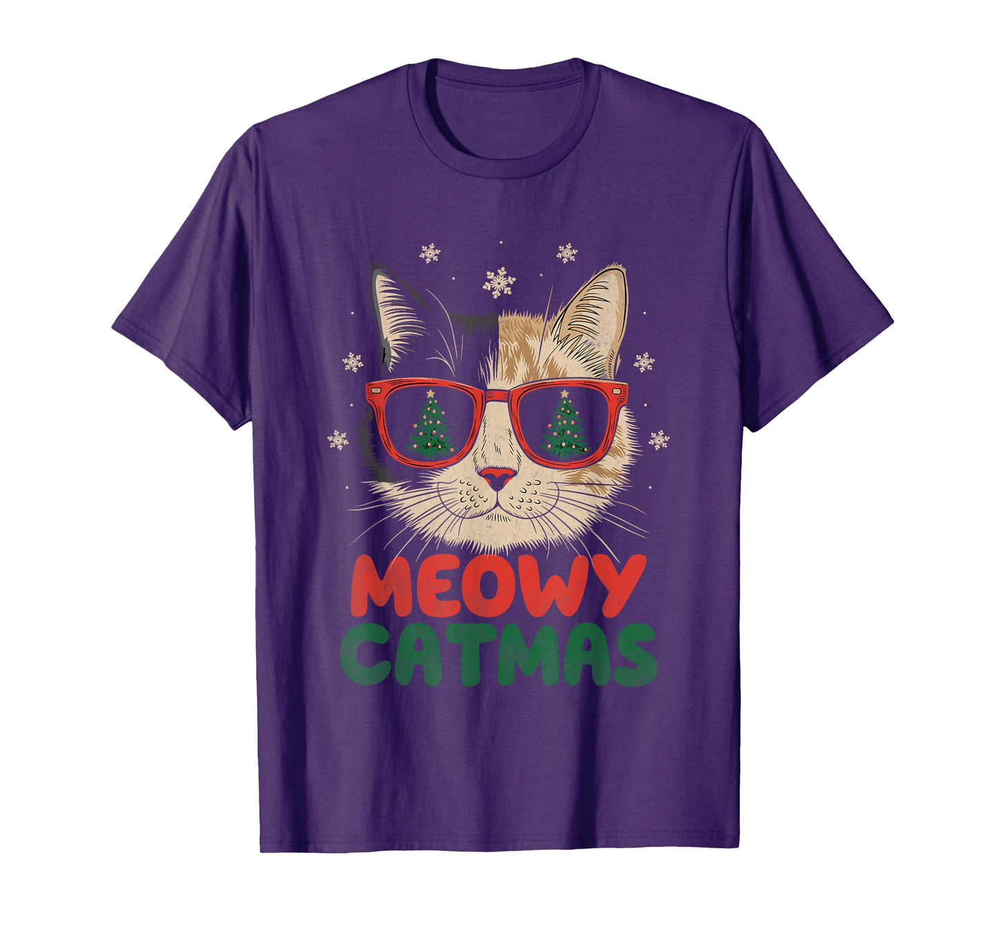 Meowy Catmas Christmas Cat Lover Snowflakes X-mas Holiday T-Shirt for Men Women Kids