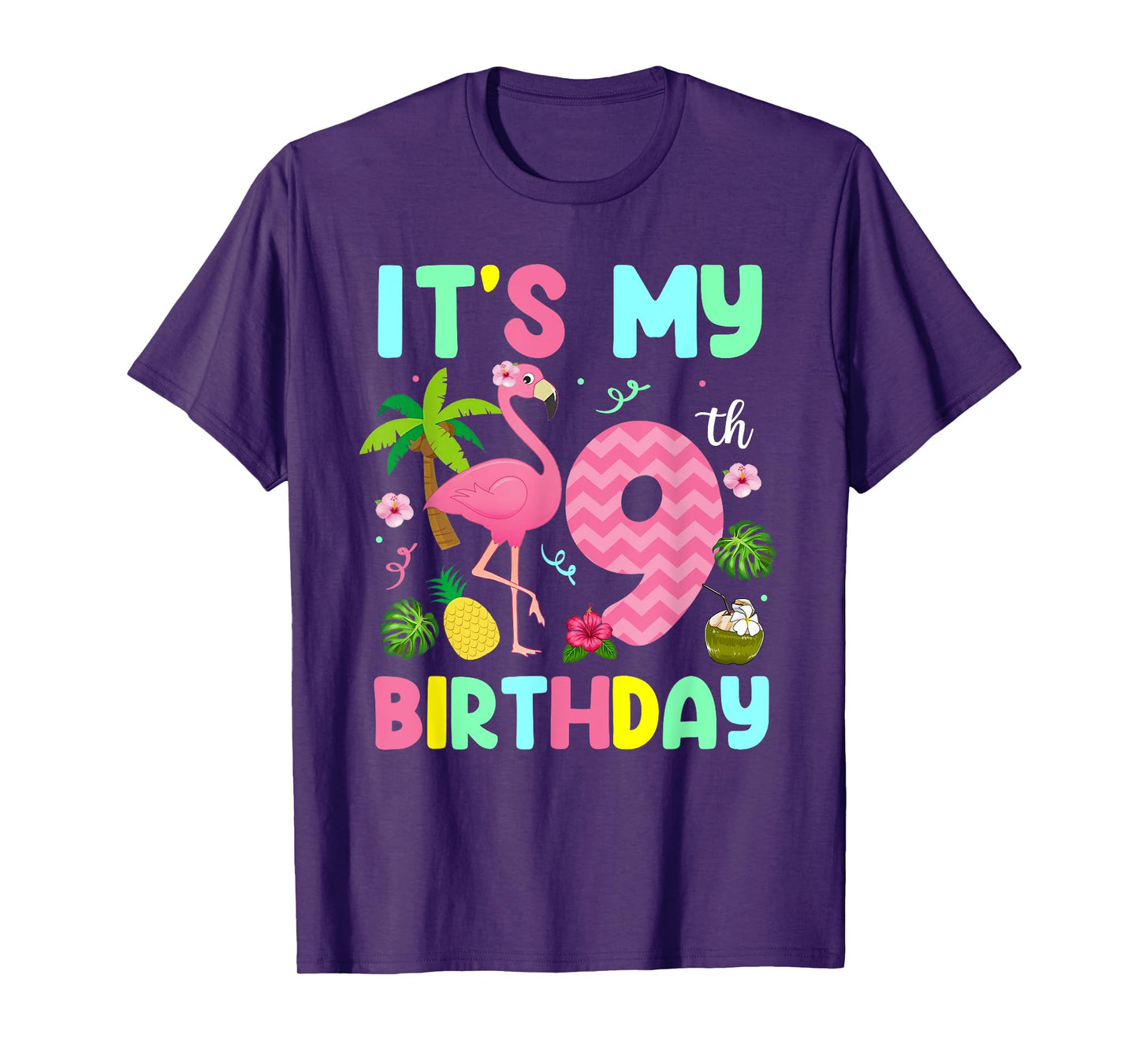 It's My 9th Birthday Flamingo Shirt Hawaii 9 Yrs Old Girl T-Shirt