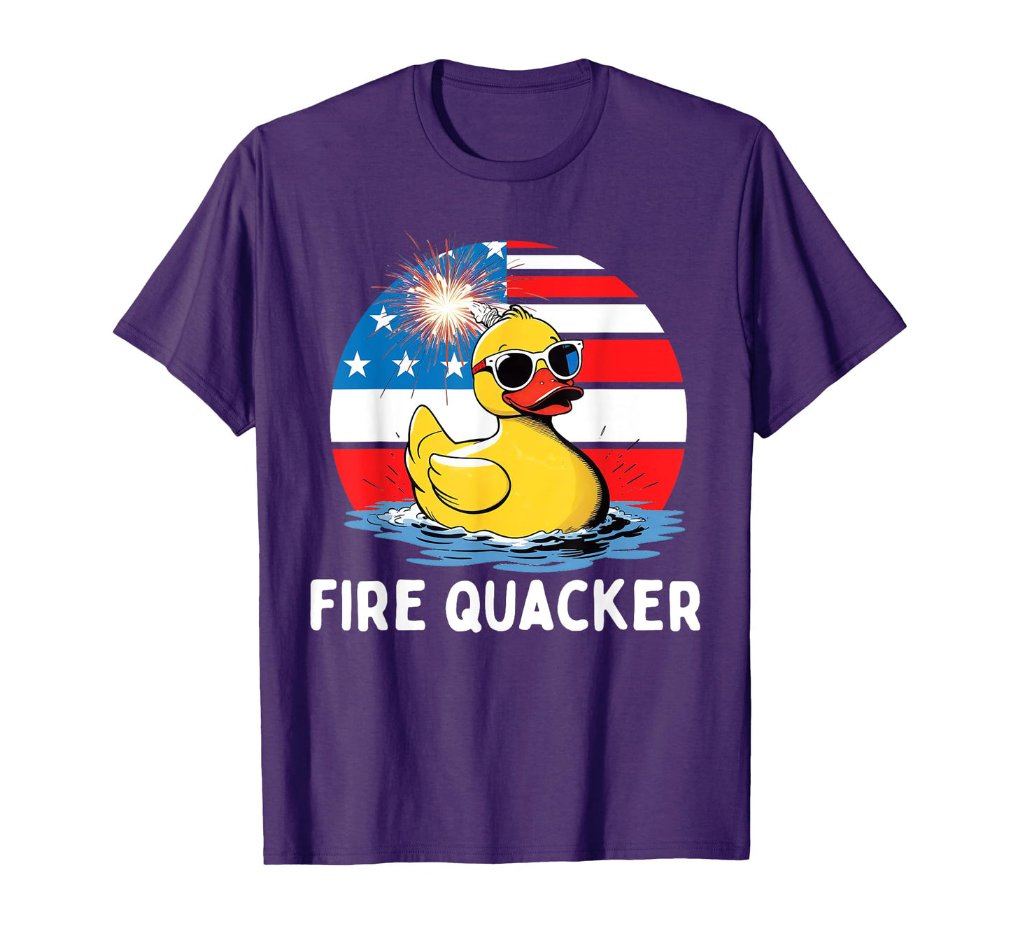 Fire Quacker Duck Firecracker Funny 4th of July USA Flag Kid T-Shirt