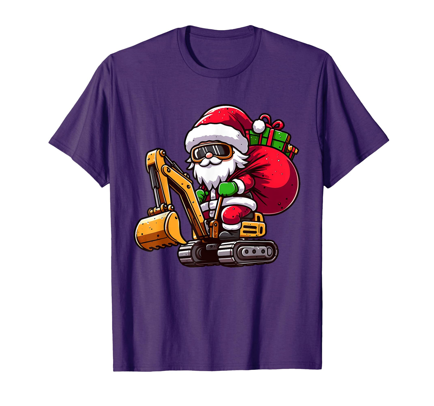 Christmas Santa Claus Driving Excavator Construction Pajama T-Shirt