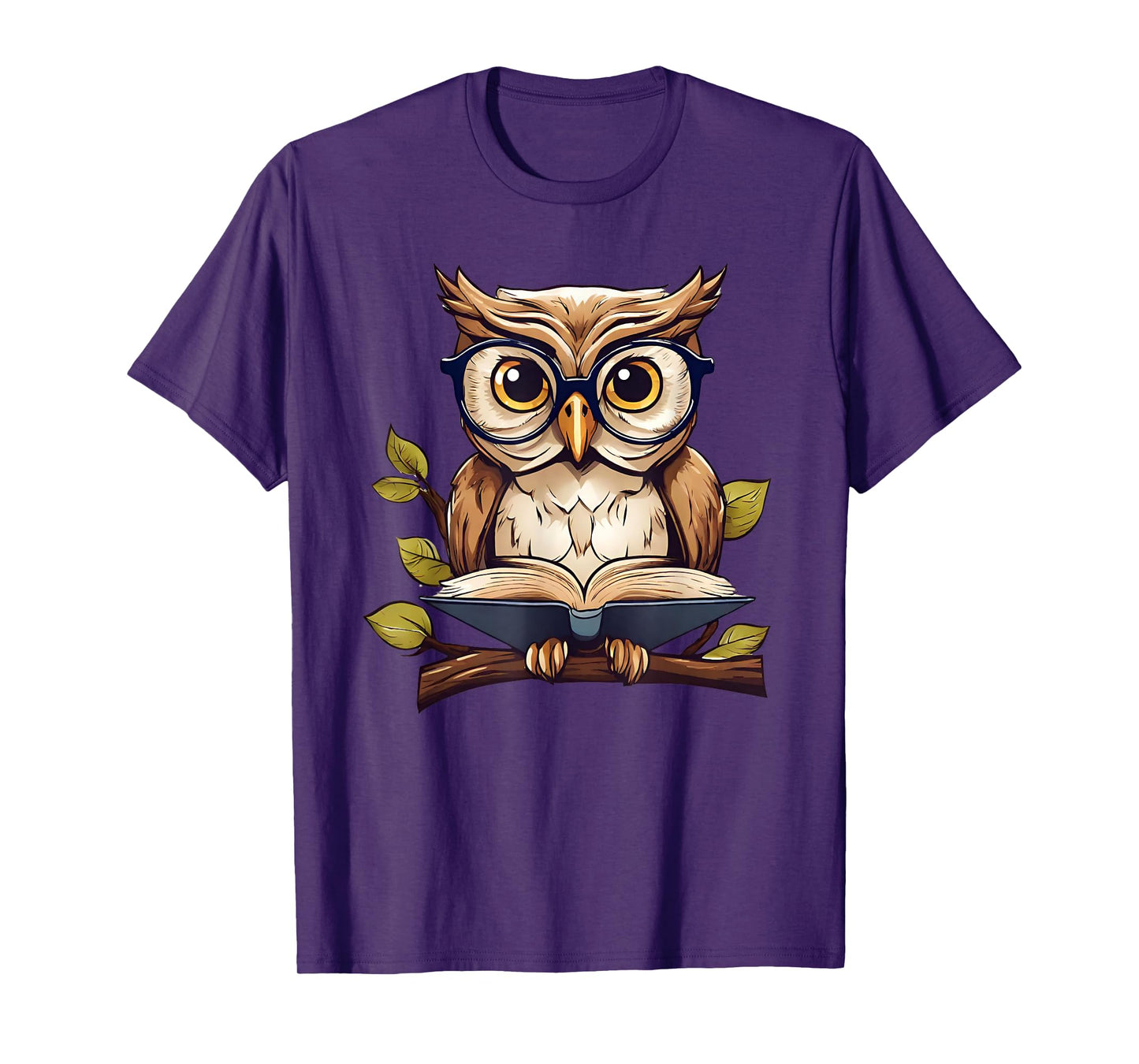 Funny Owl Reading A Book Perched On A Branch Bookworm T-Shirt