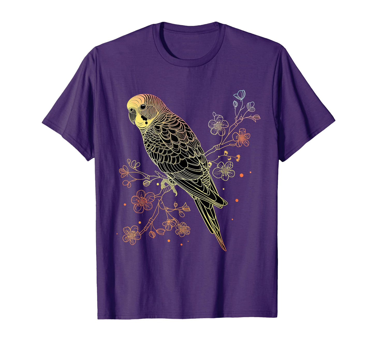 Budgie Parakeet Bird Mom Budgerigar Parrot Vintage Flower T-Shirt