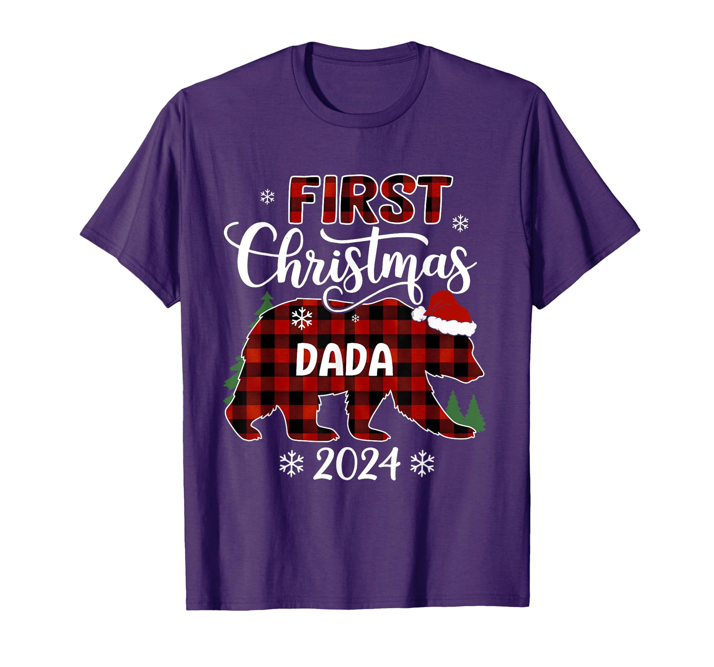 First Christmas Dada Buffalo Plaid Bear Christmas Party T-Shirt