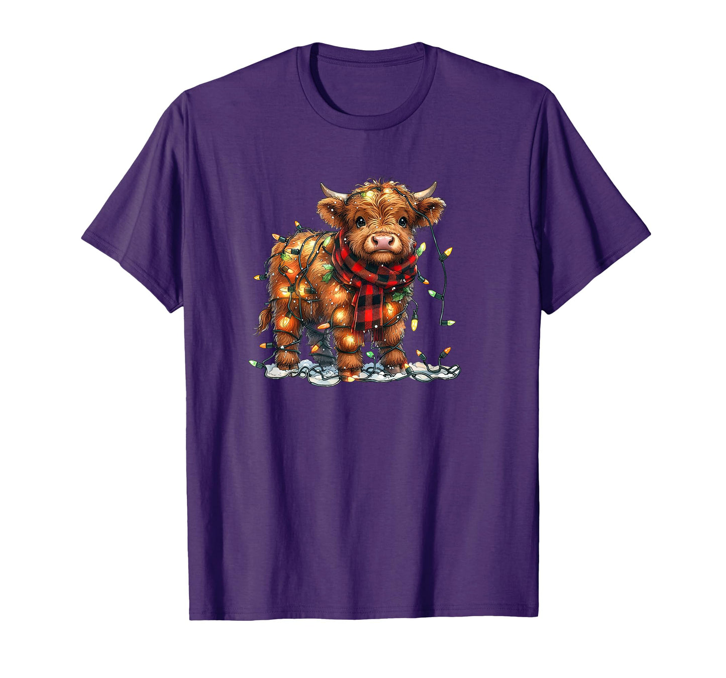 Highland Cow Christmas Xmas Santa Baby Wooly Farm Animal Kid T-Shirt