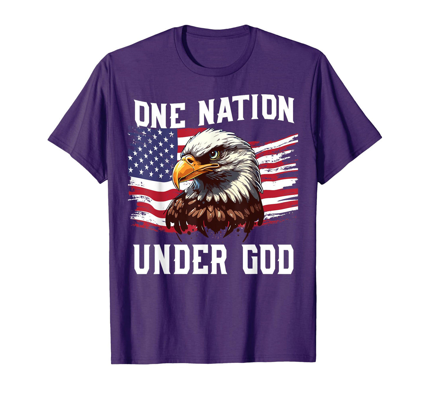 Men's One Nation Under God Bald Eagle Patriotic 4th July USA T-Shirt