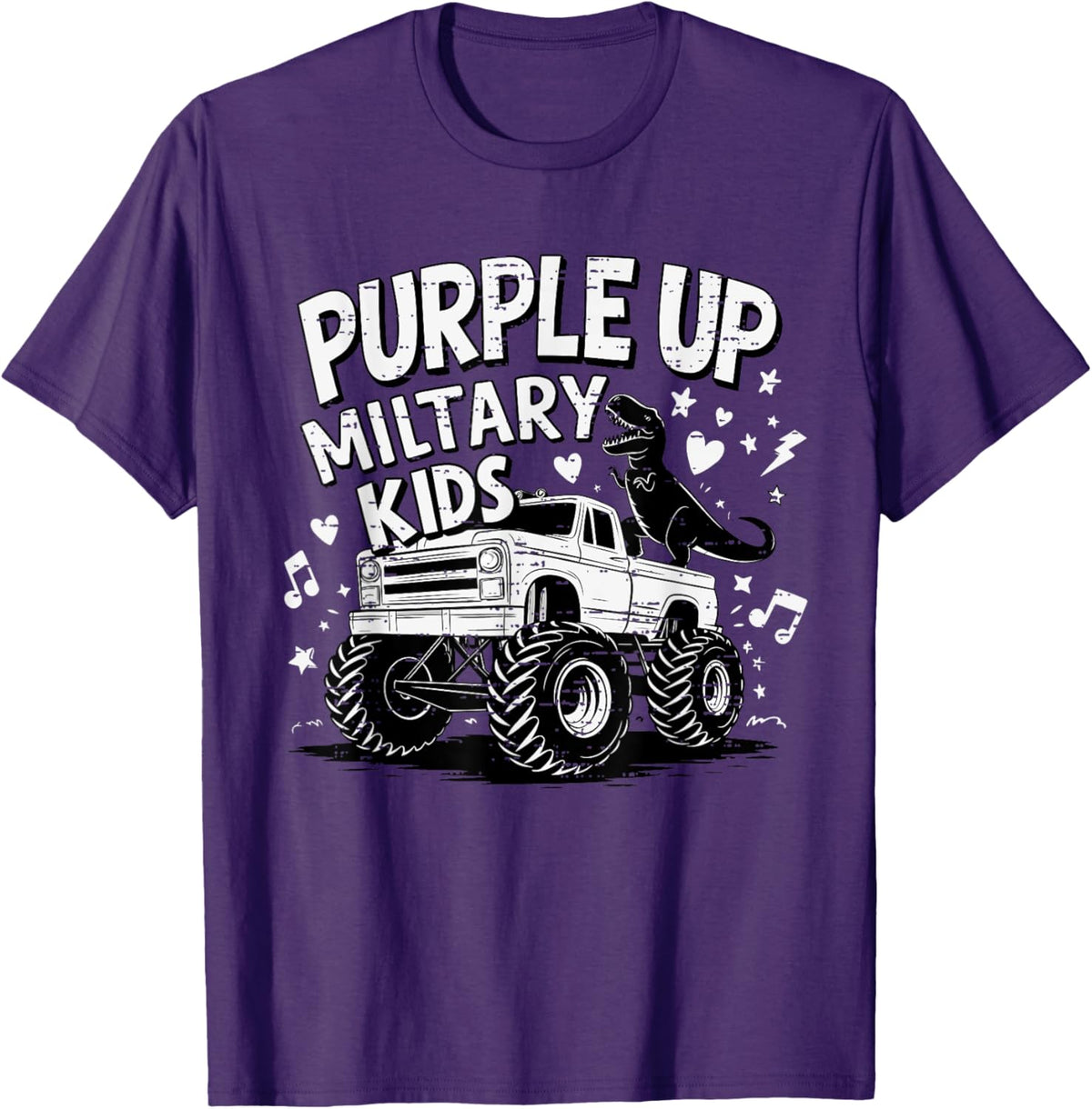 Purple Up for Military Kids Dinosaur Truck Military Child T-Shirt